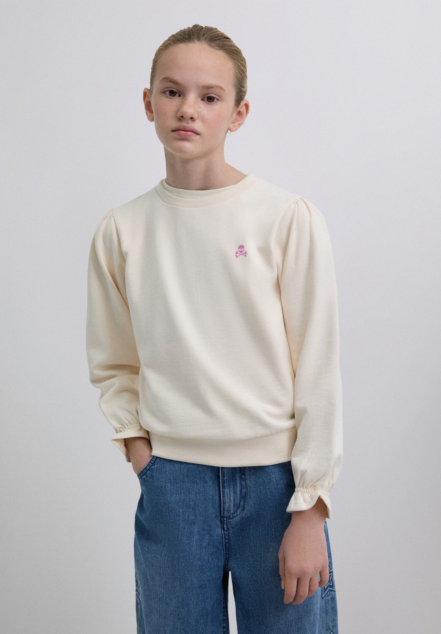 PRINTED PUFF SLEEVE SWEATSHIRT