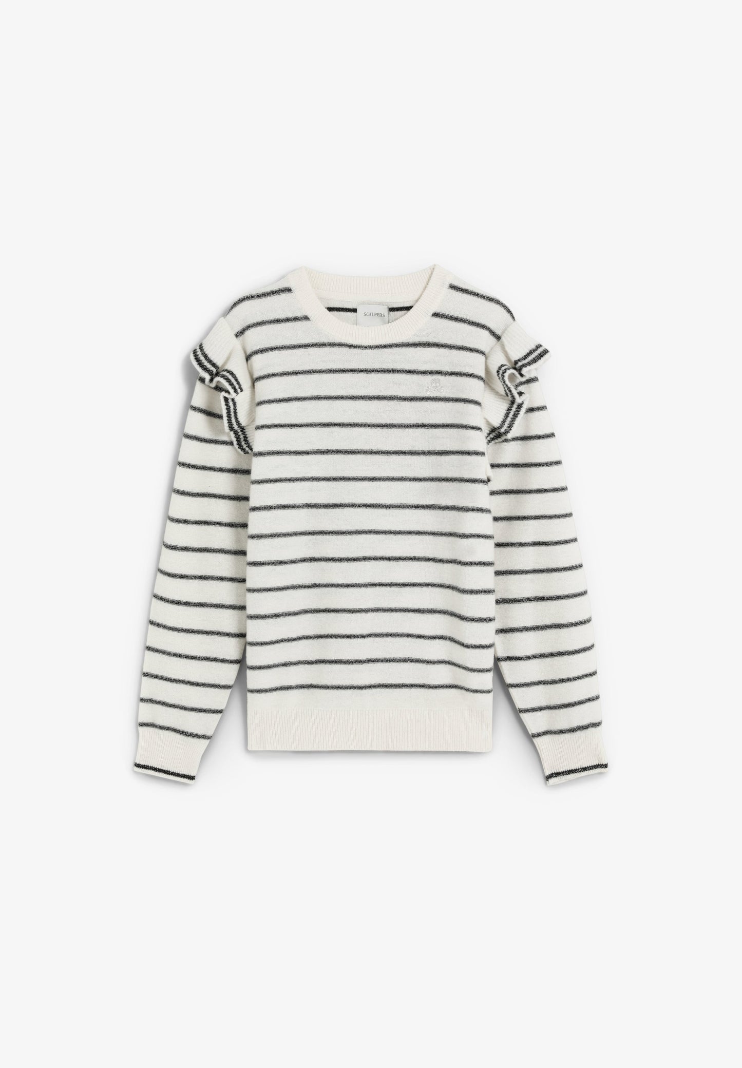 STRIPED SWEATER WITH RUFFLE