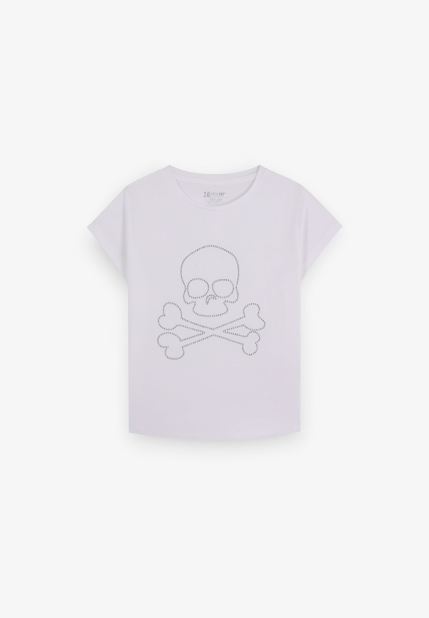 T-SHIRT WITH RHINESTONE SKULL