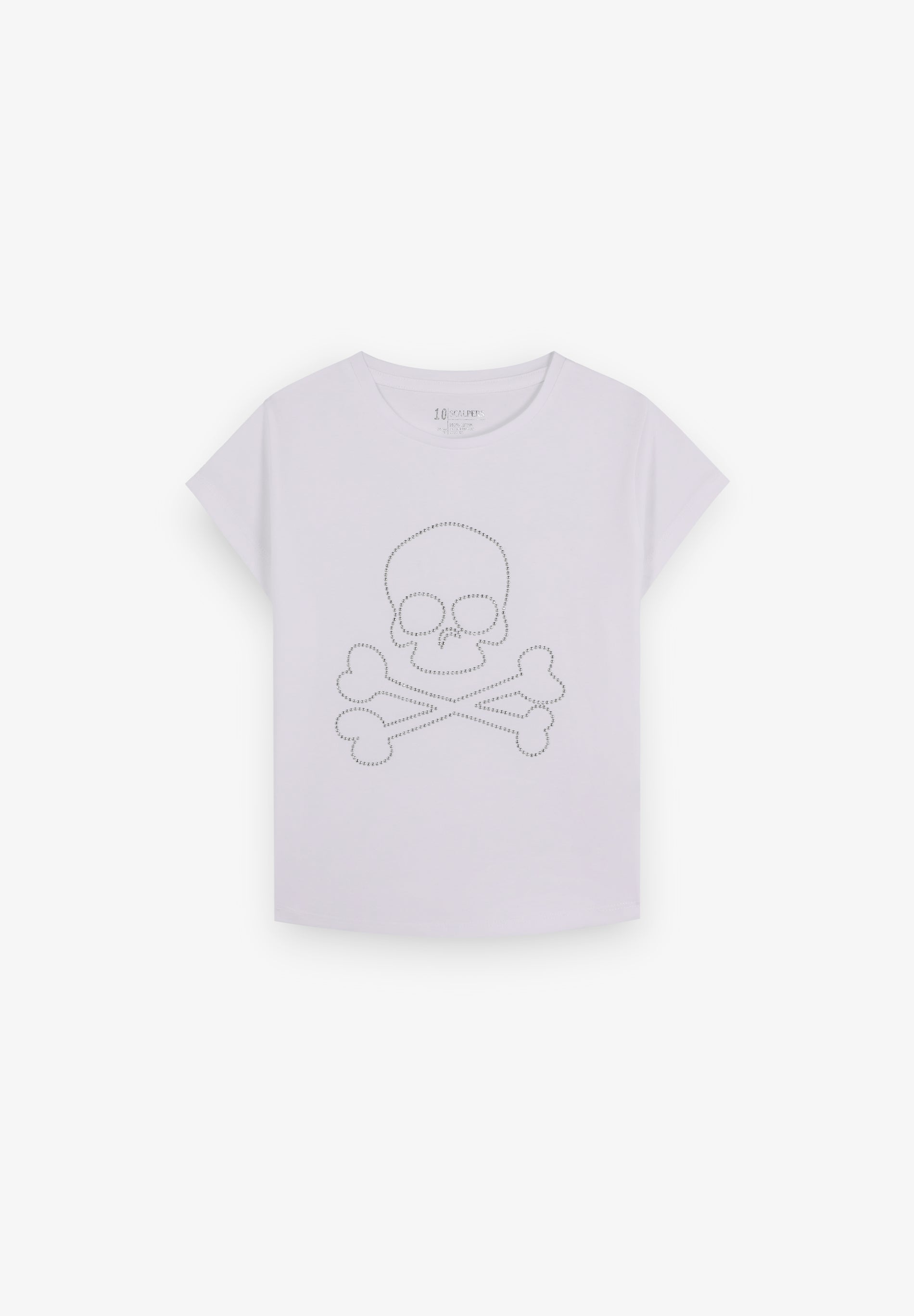T-SHIRT WITH RHINESTONE SKULL
