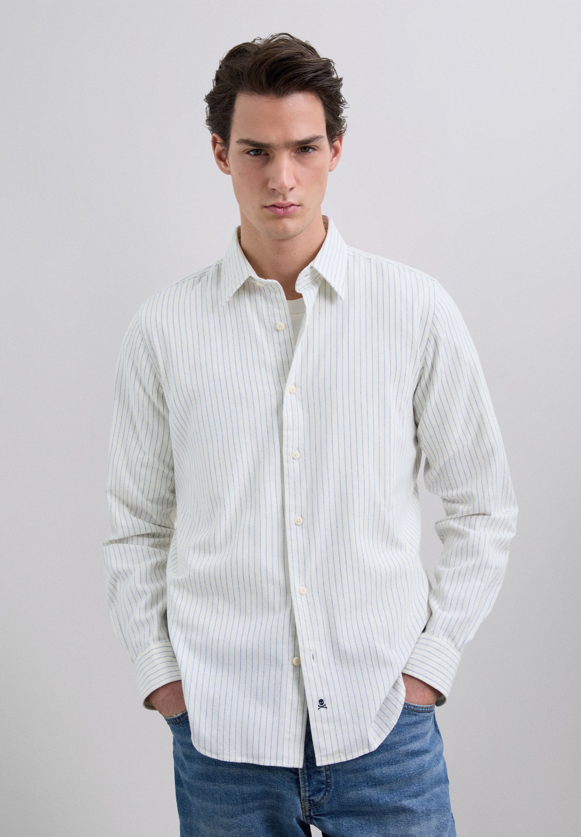 STRIPED BRUSHED COTTON SHIRT