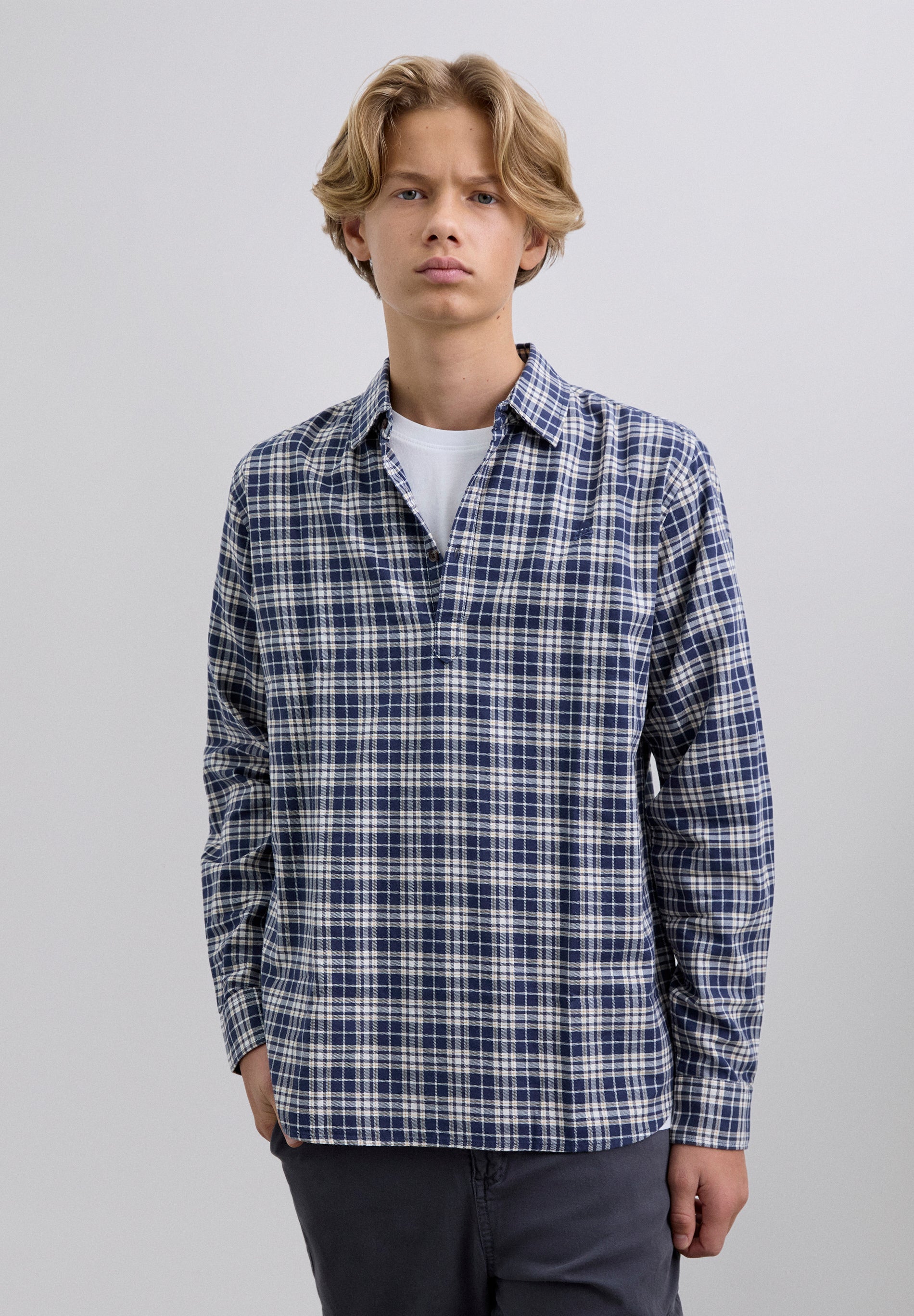 CHECK FLEECE SHIRT WITH SKULL