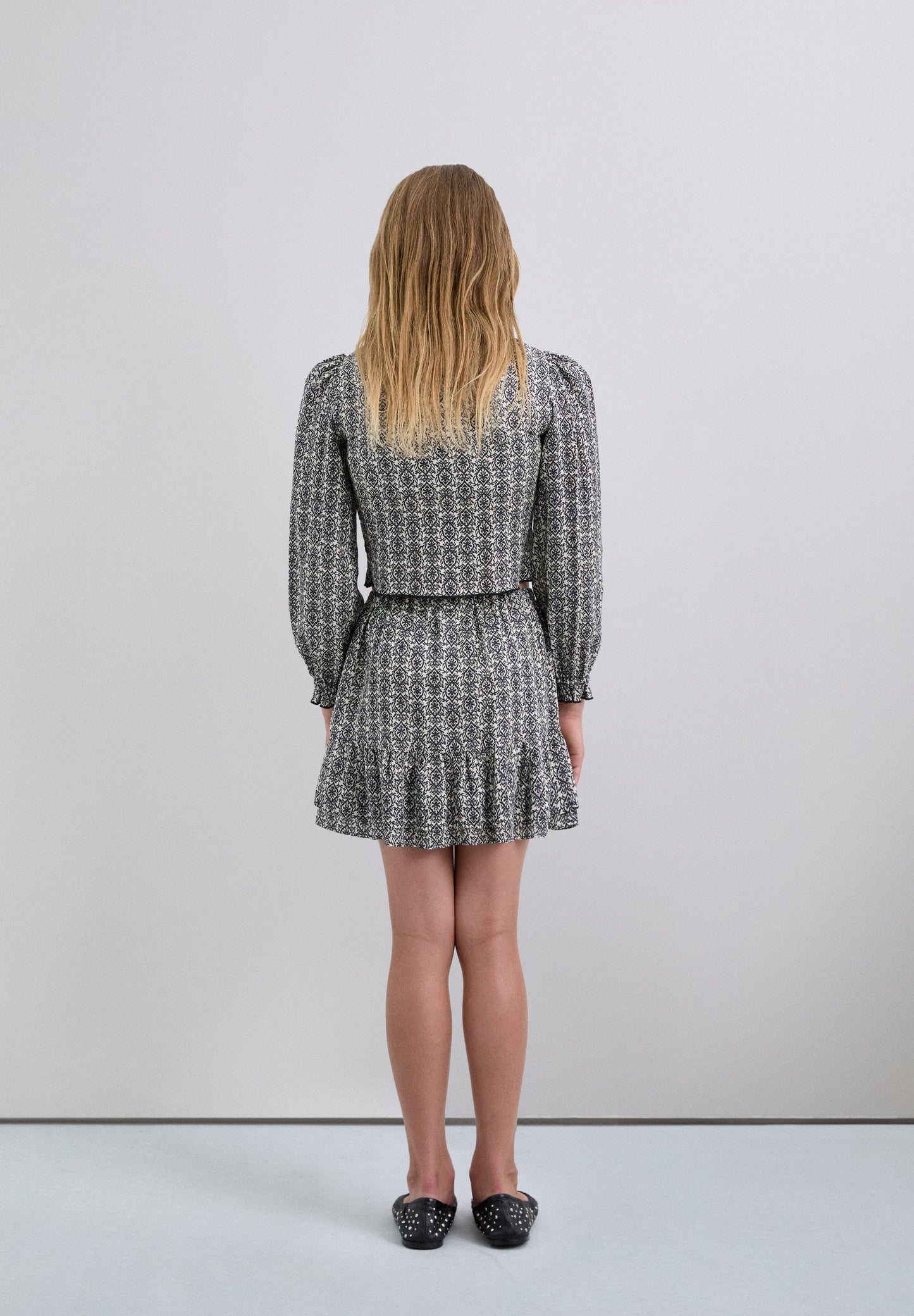 PRINTED RUFFLE SKIRT