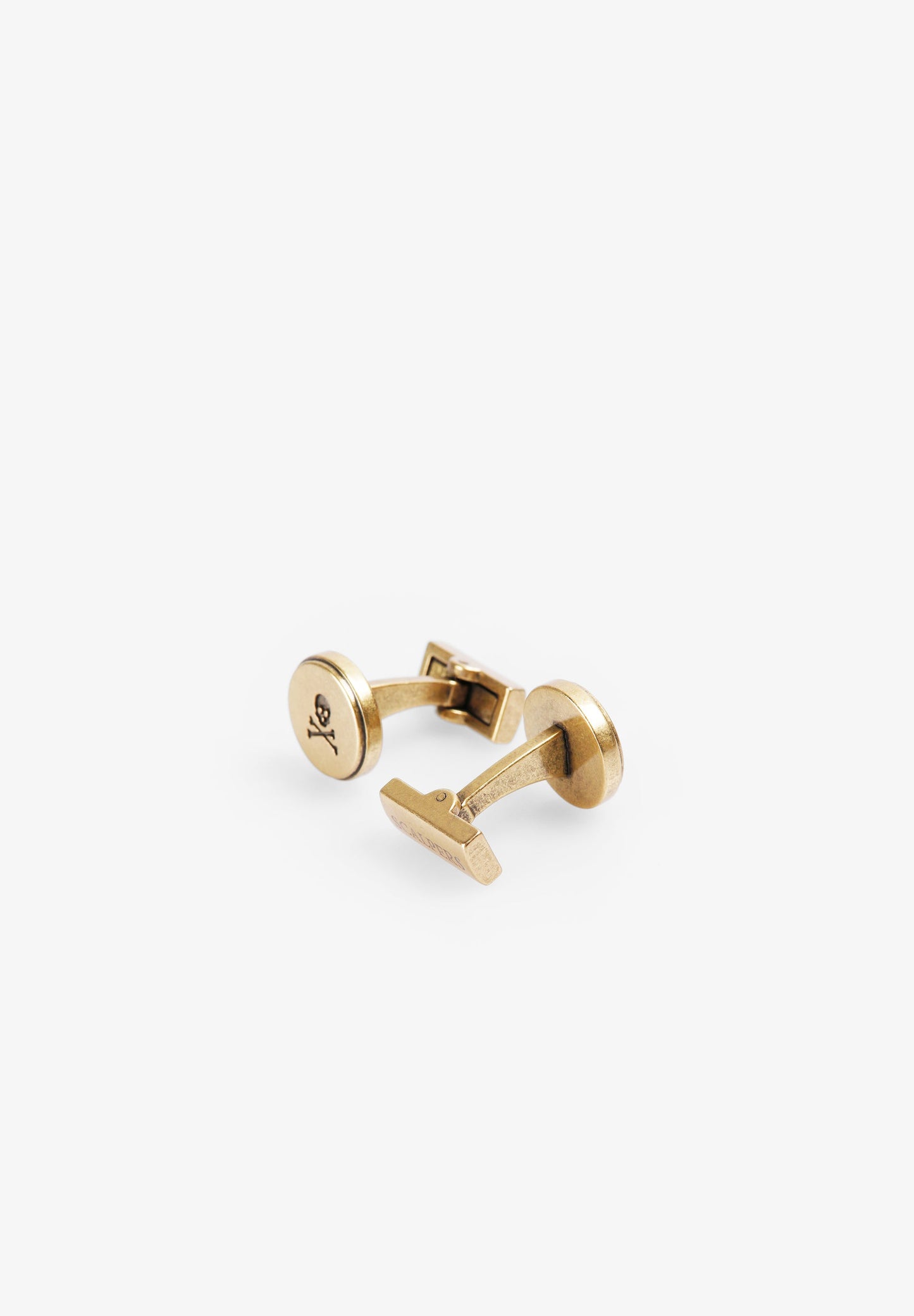 ENGRAVED SKULL BRASS CUFFLINKS
