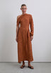 PRINTED ASYMMETRIC NECKLINE DRESS