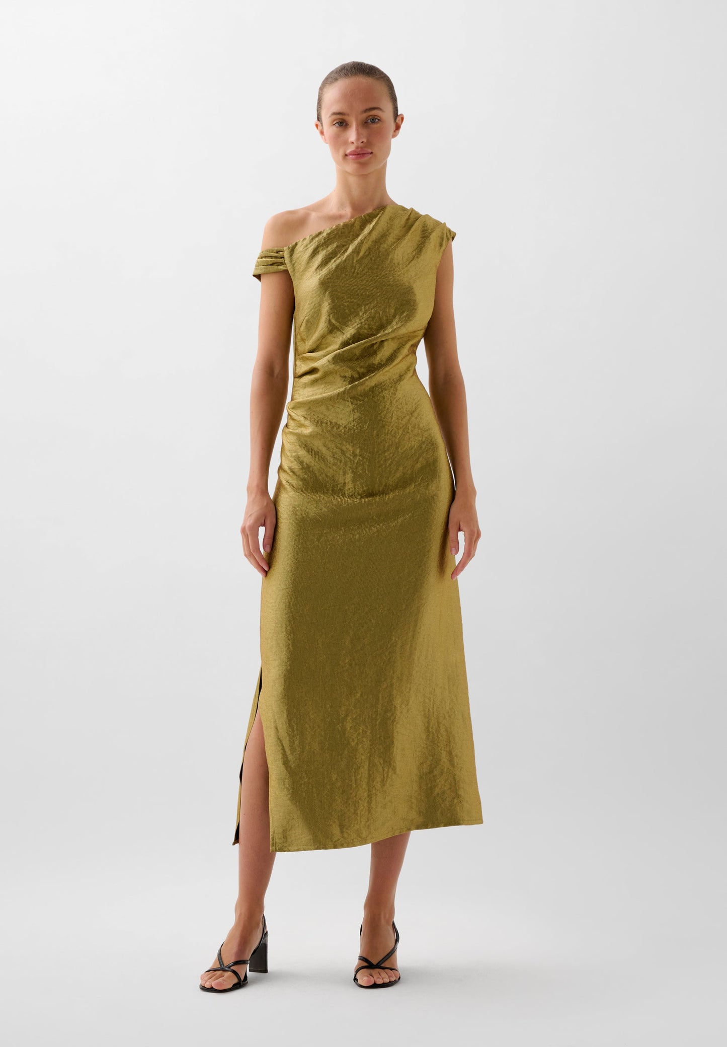 FLOWING METALLIC MIDI DRESS