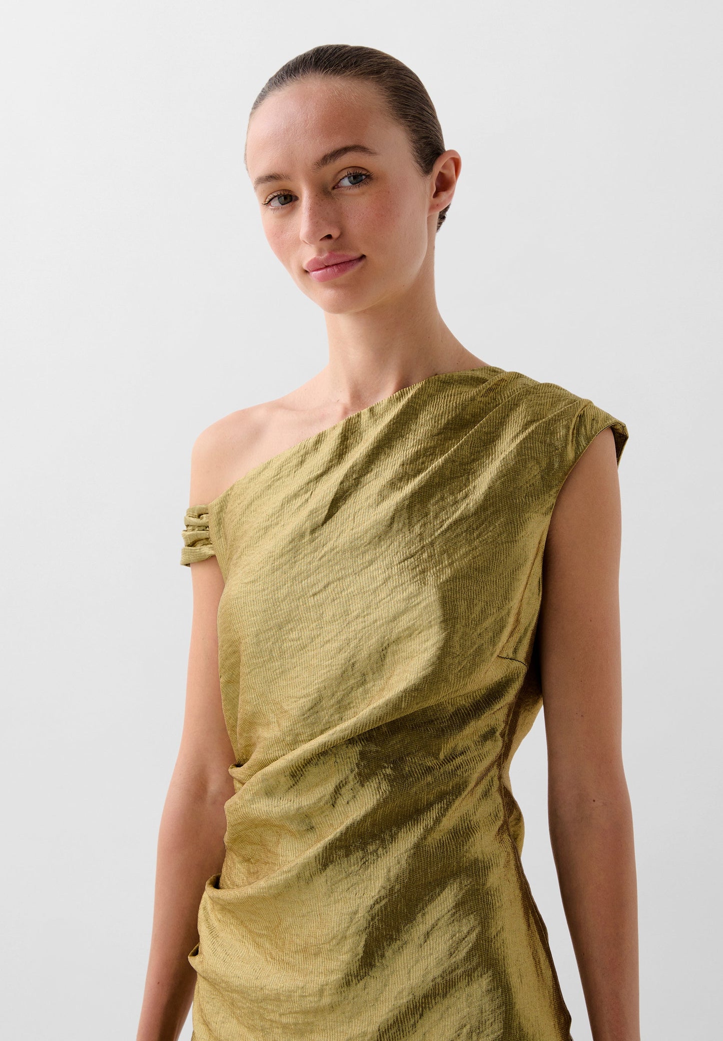 FLOWING METALLIC MIDI DRESS