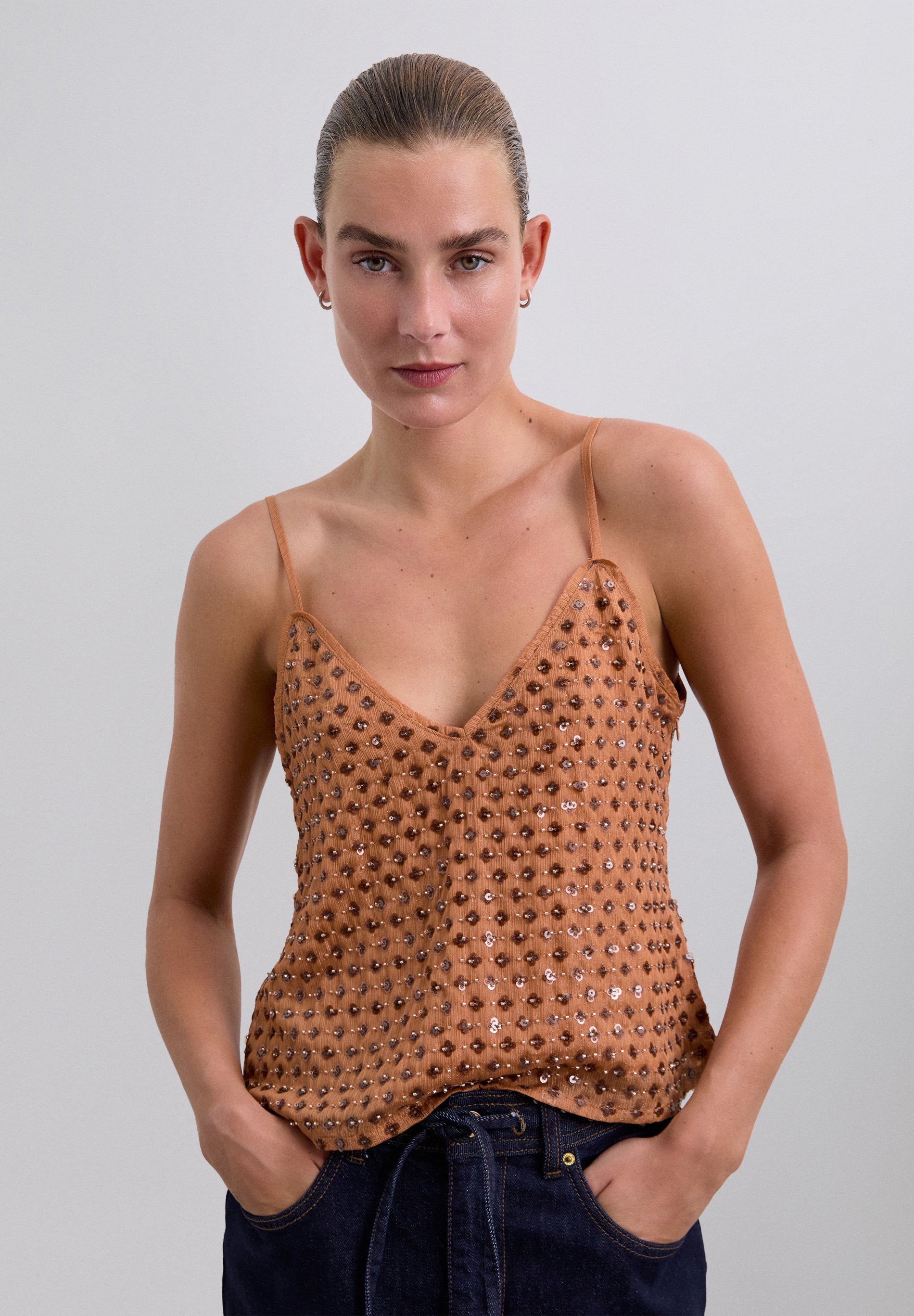STRAPPY TOP WITH SEQUINS
