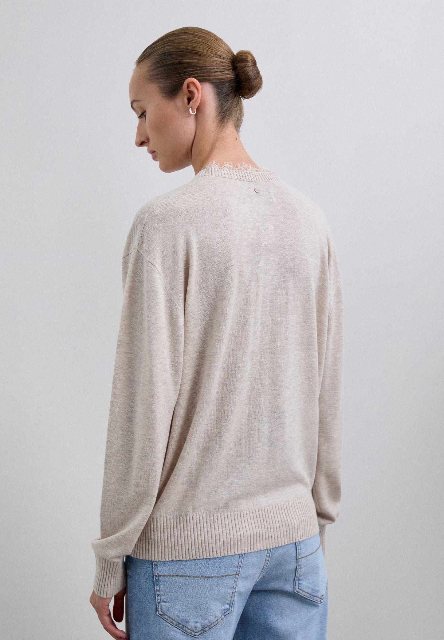 V-NECK SWEATER WITH LACE