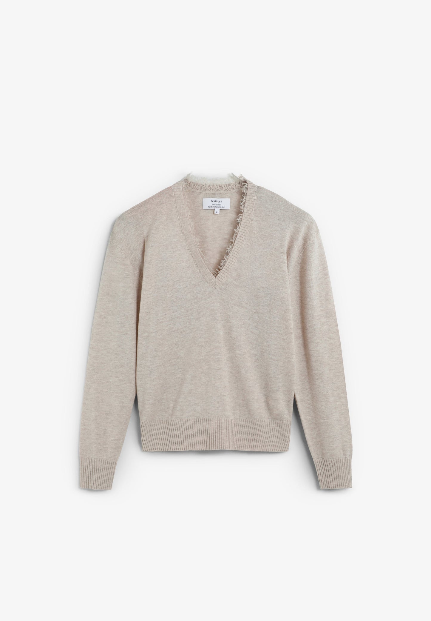 V-NECK SWEATER WITH LACE