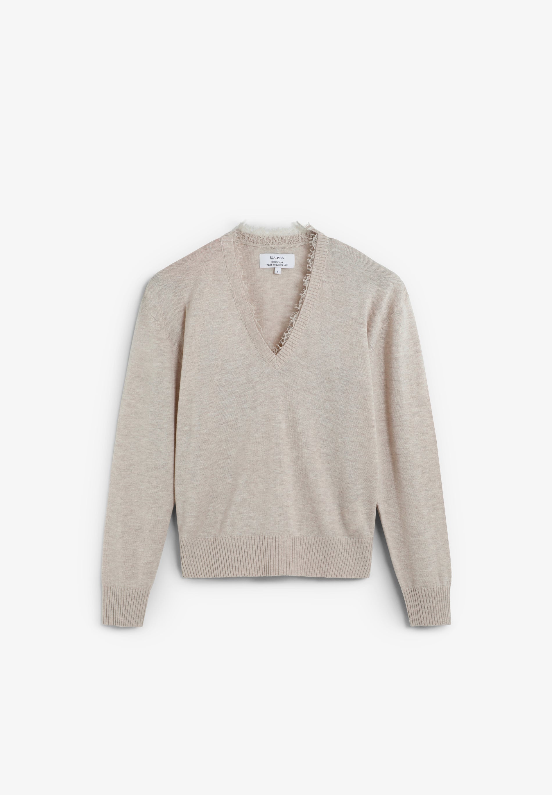 V-NECK SWEATER WITH LACE