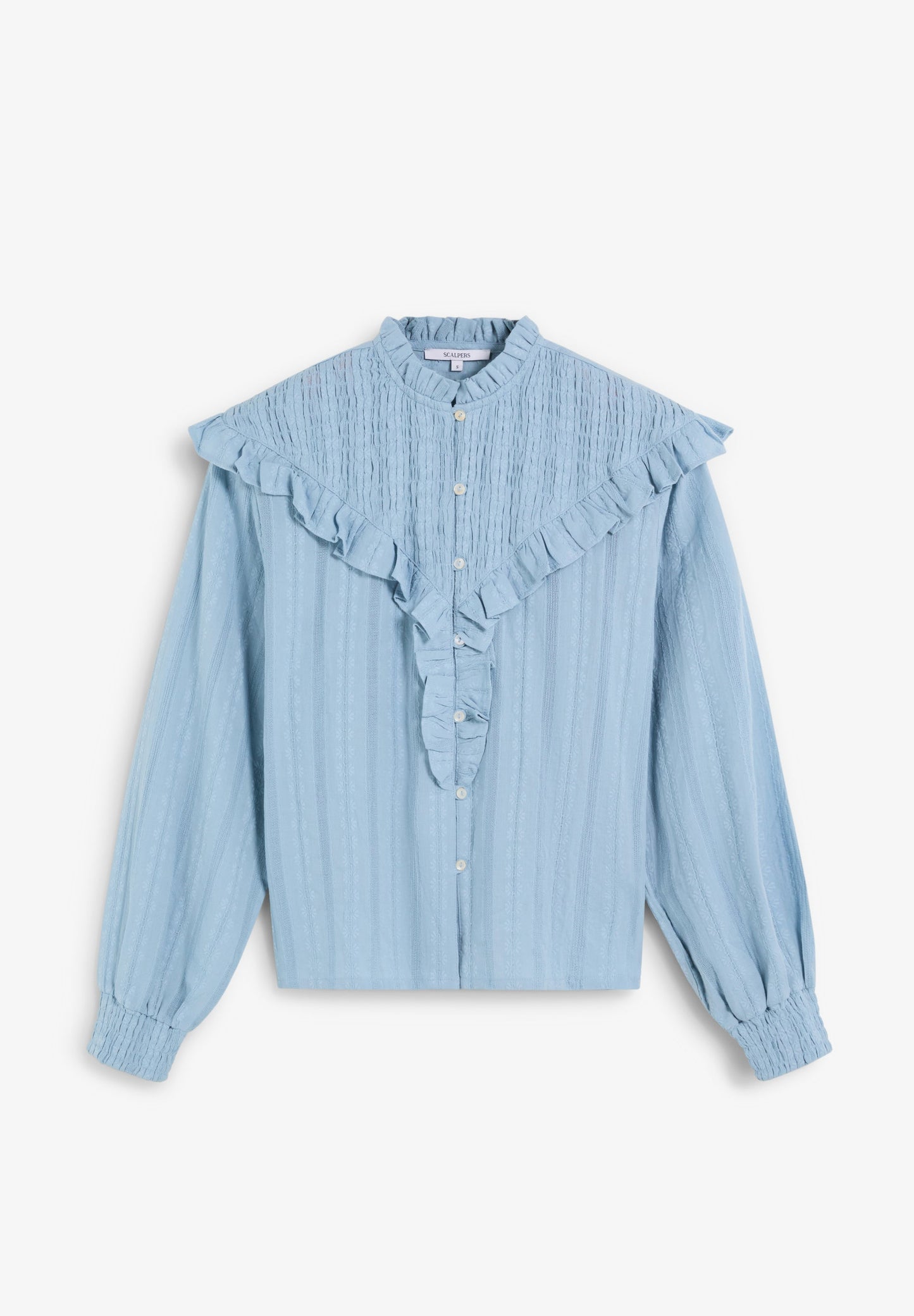 RUCHED BLOUSE WITH RUFFLES.