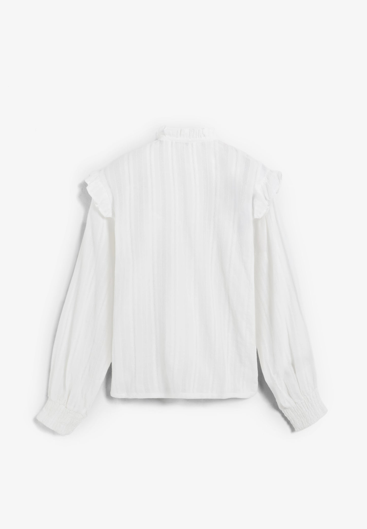 RUCHED BLOUSE WITH RUFFLES.