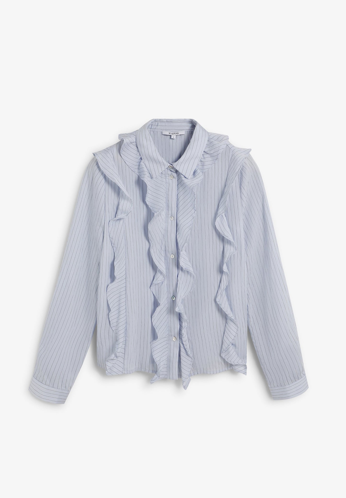 PINSTRIPE SHIRT WITH RUFFLES