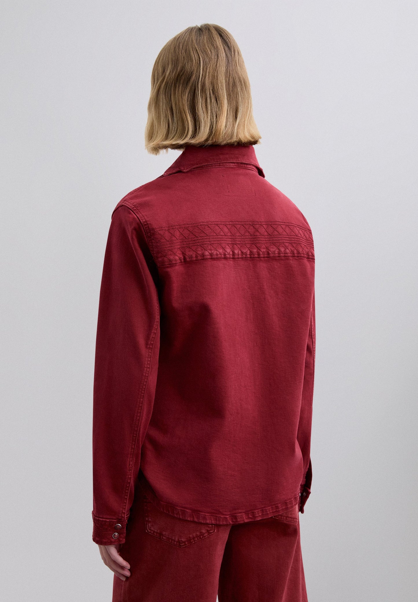 DENIM SHIRT WITH WAVED SEAMS