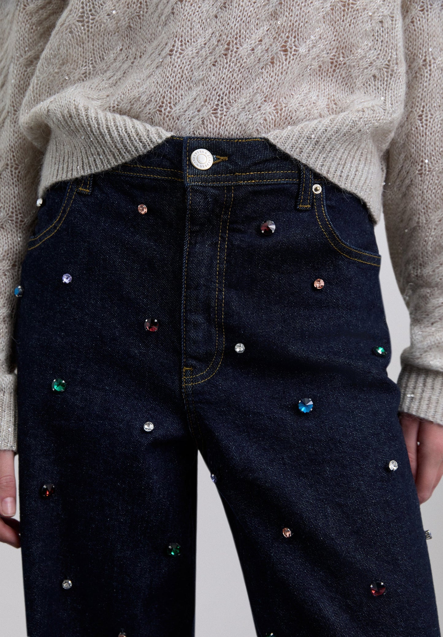 BEAD EMBELLISHED JEANS