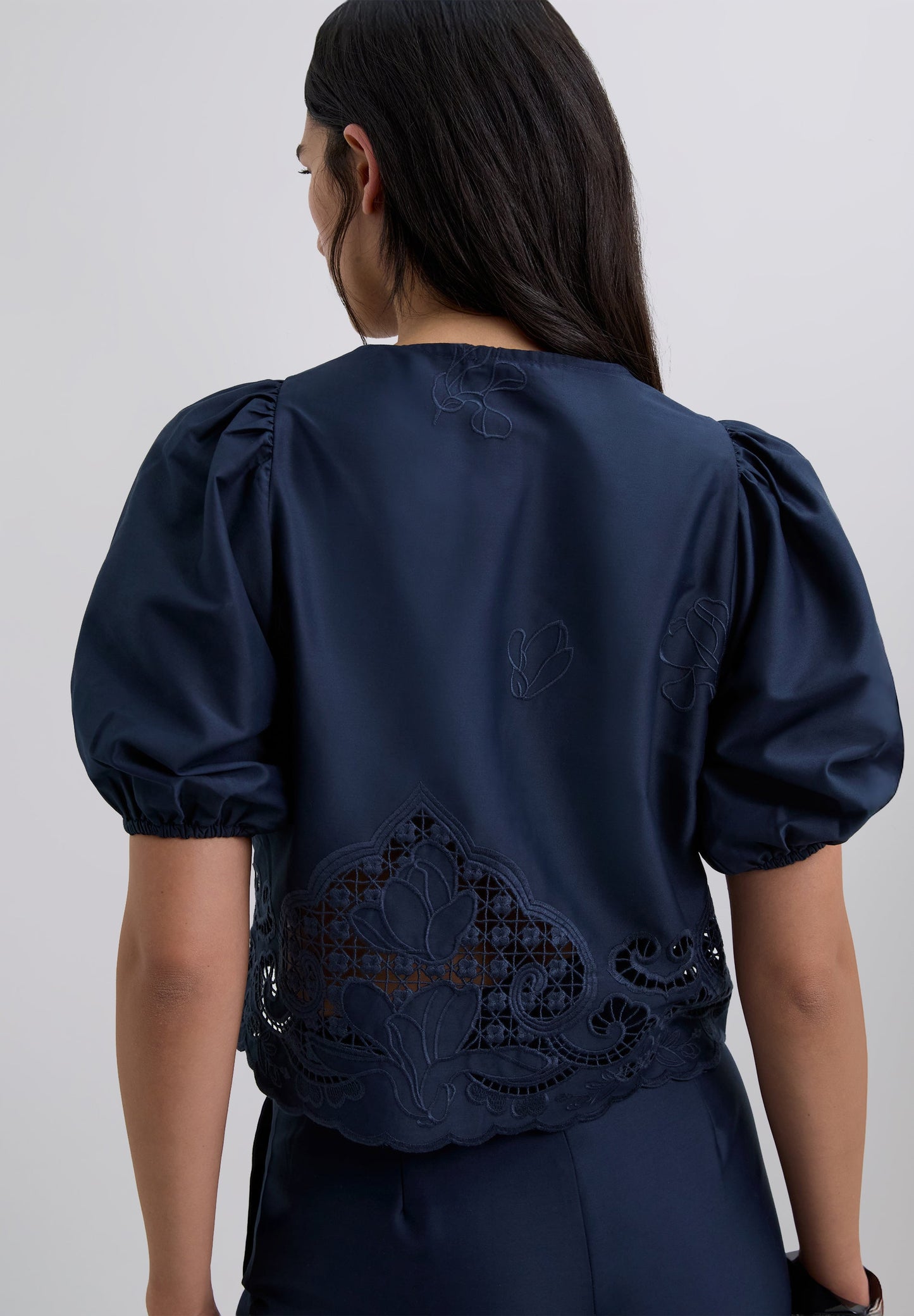 EMBROIDERED TIE BLOUSE