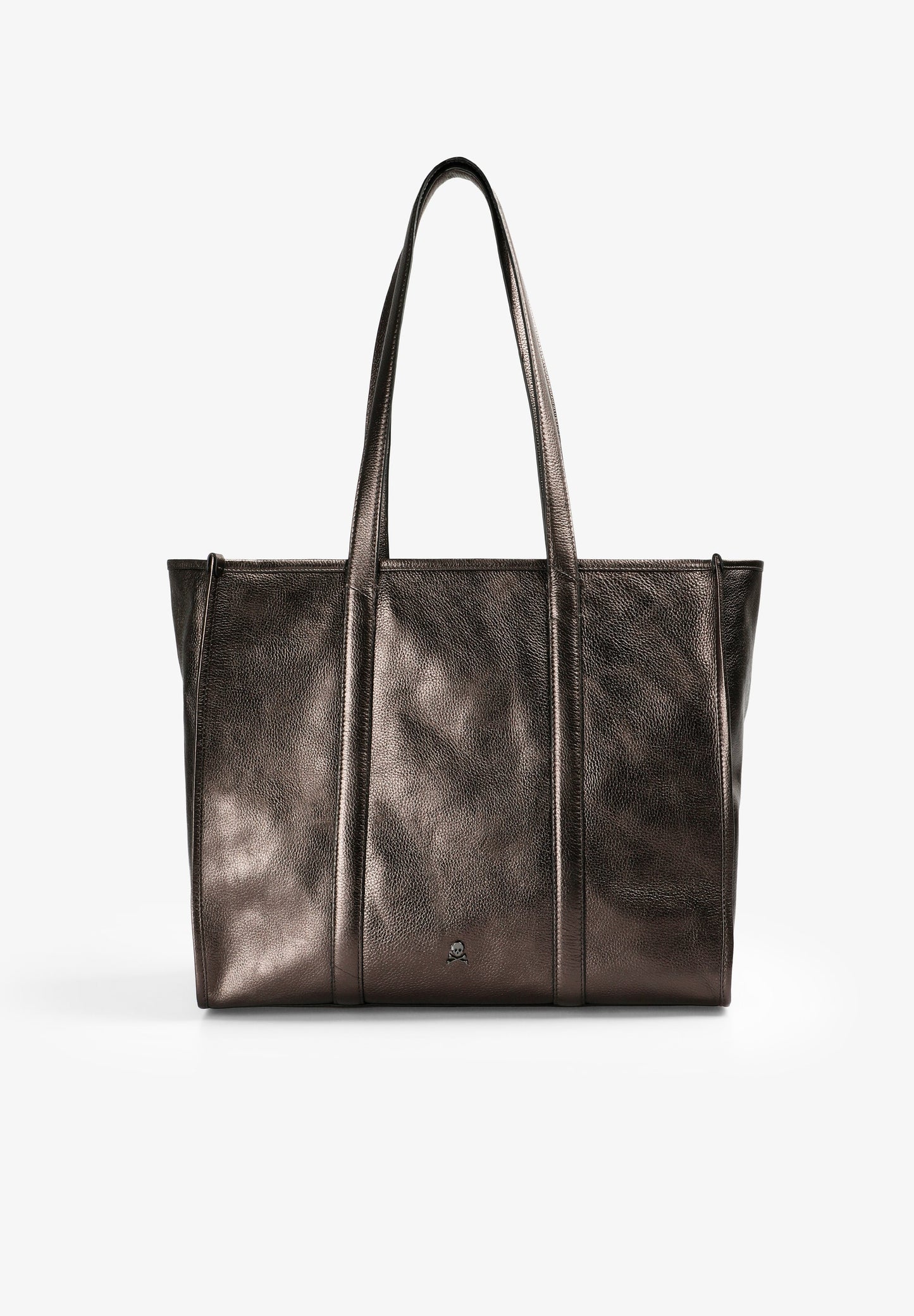 LEATHER AND METALLIC TOTE BAG