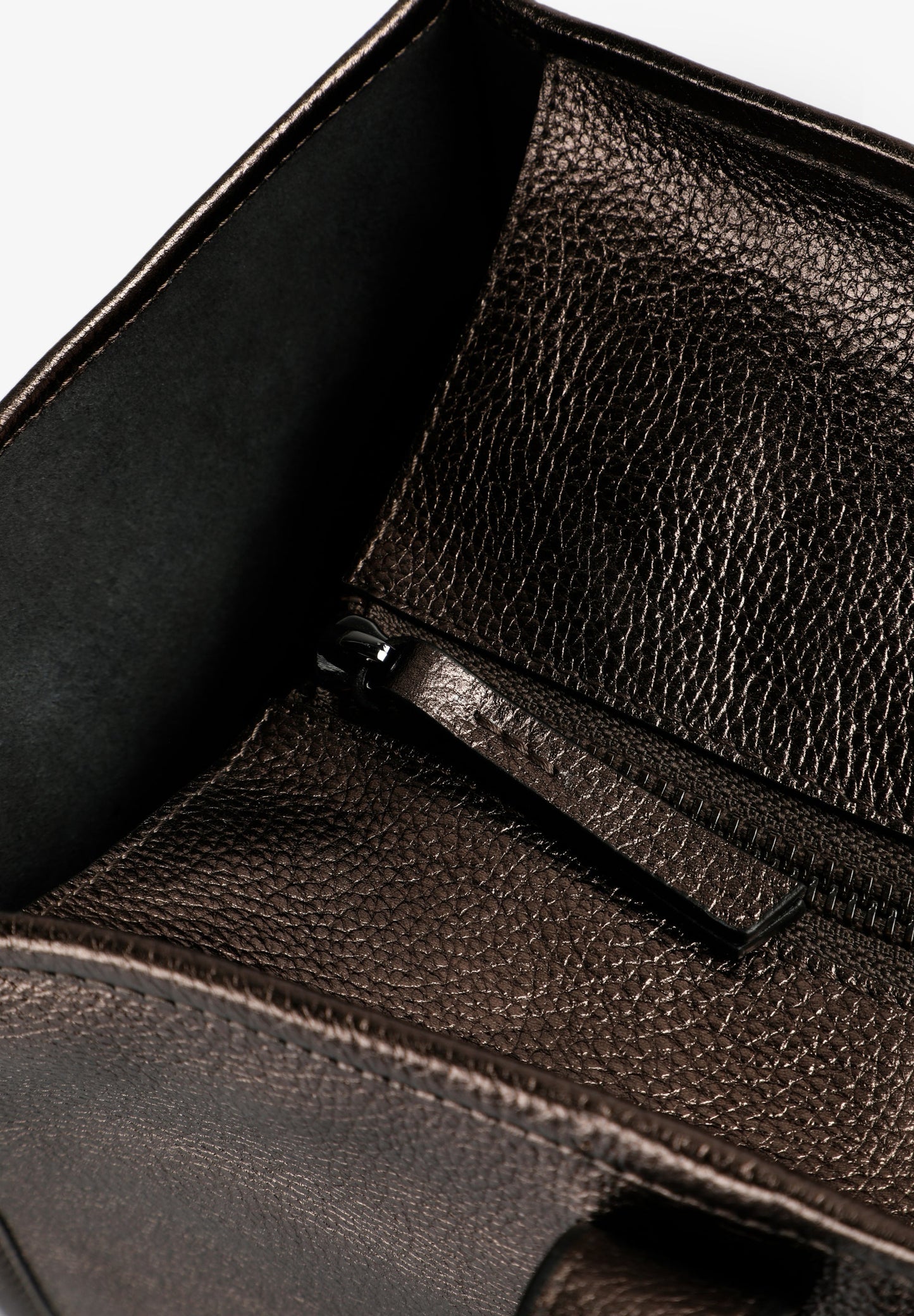 LEATHER AND METALLIC TOTE BAG