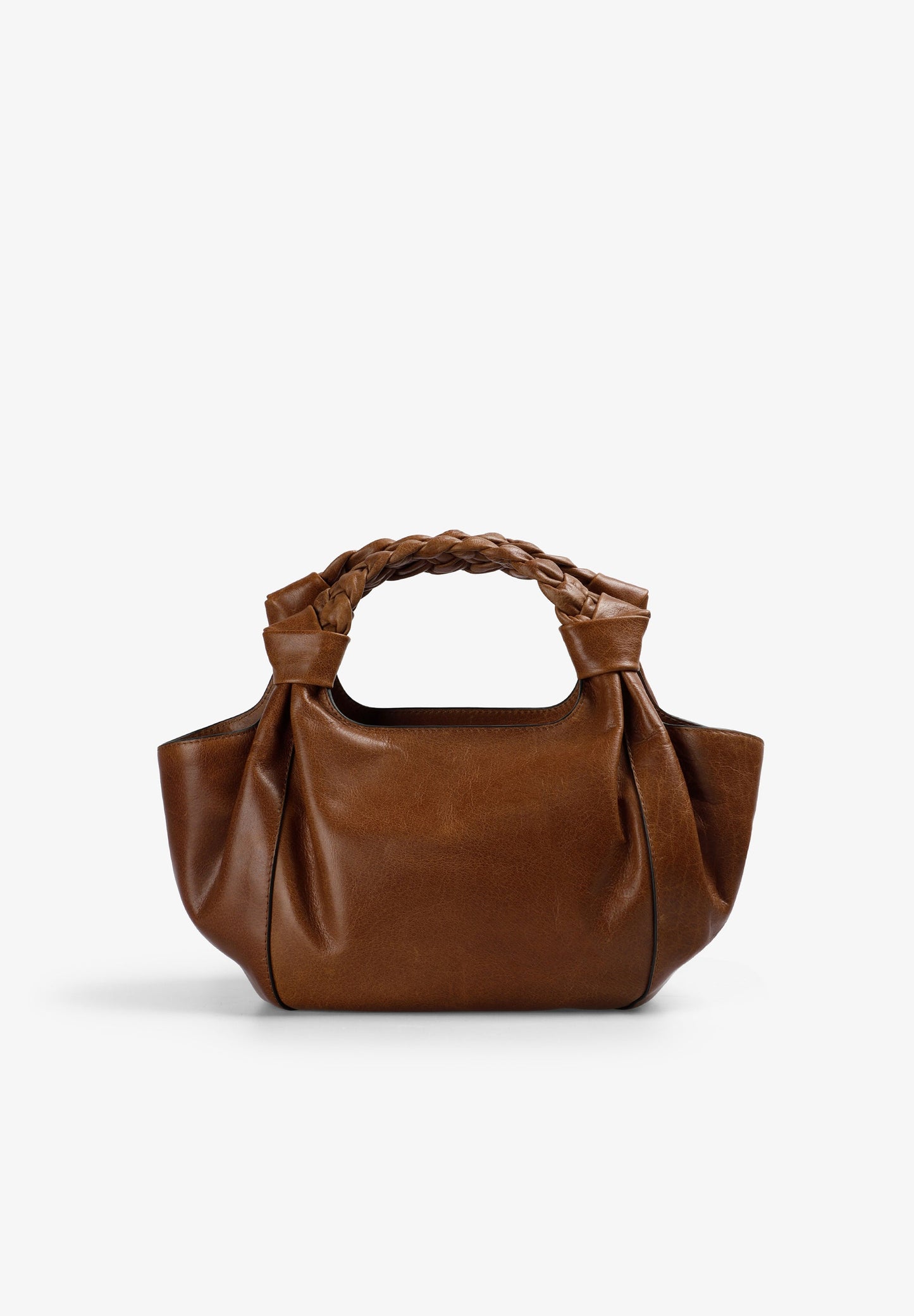LEATHER HANDBAG WITH BRAIDED HANDLE