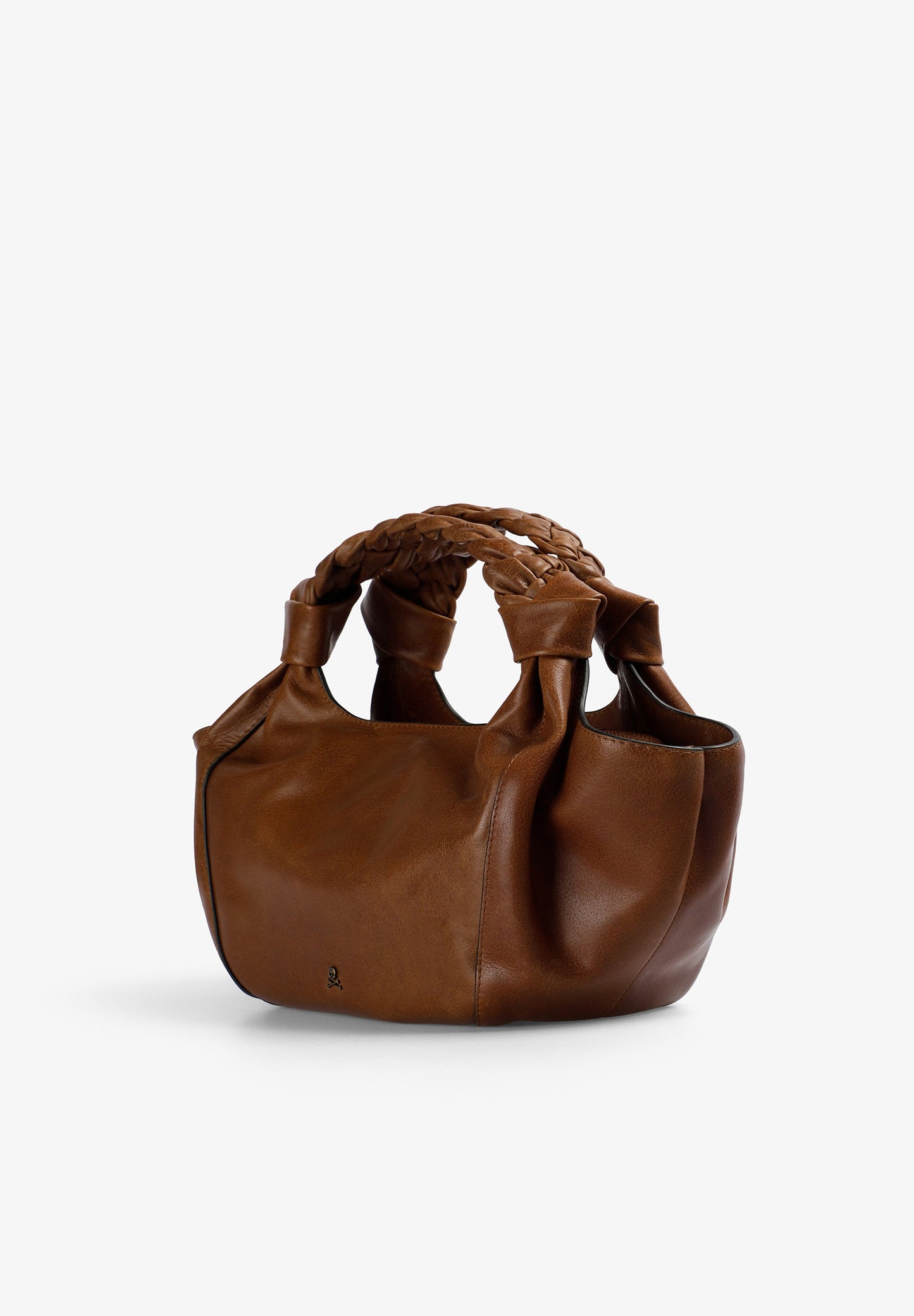 LEATHER HANDBAG WITH BRAIDED HANDLE