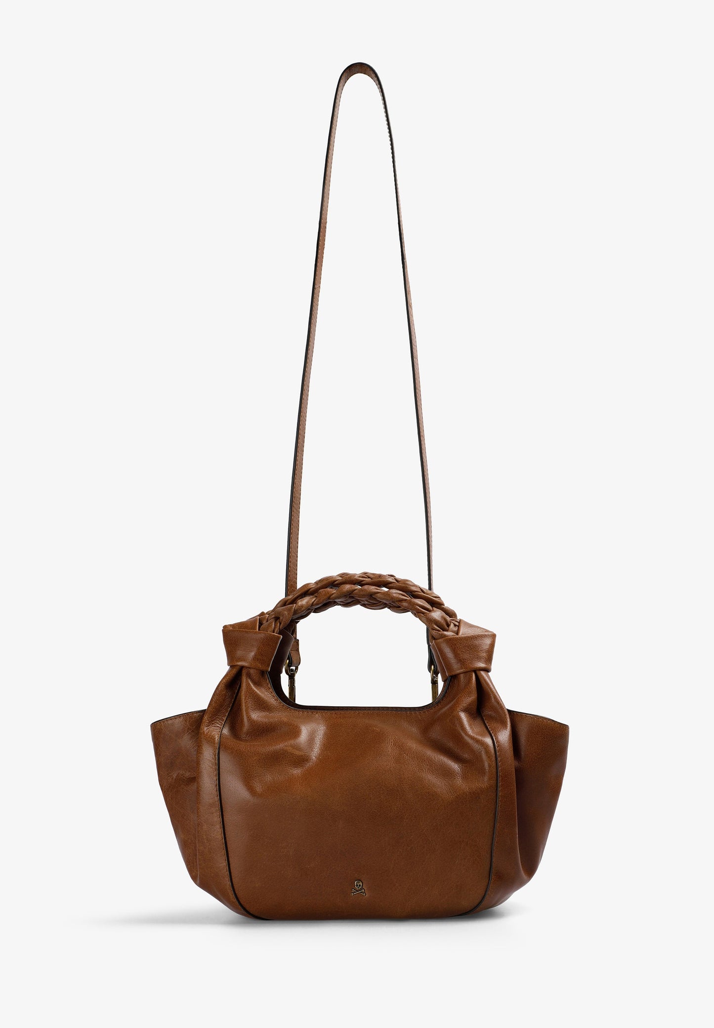 LEATHER HANDBAG WITH BRAIDED HANDLE