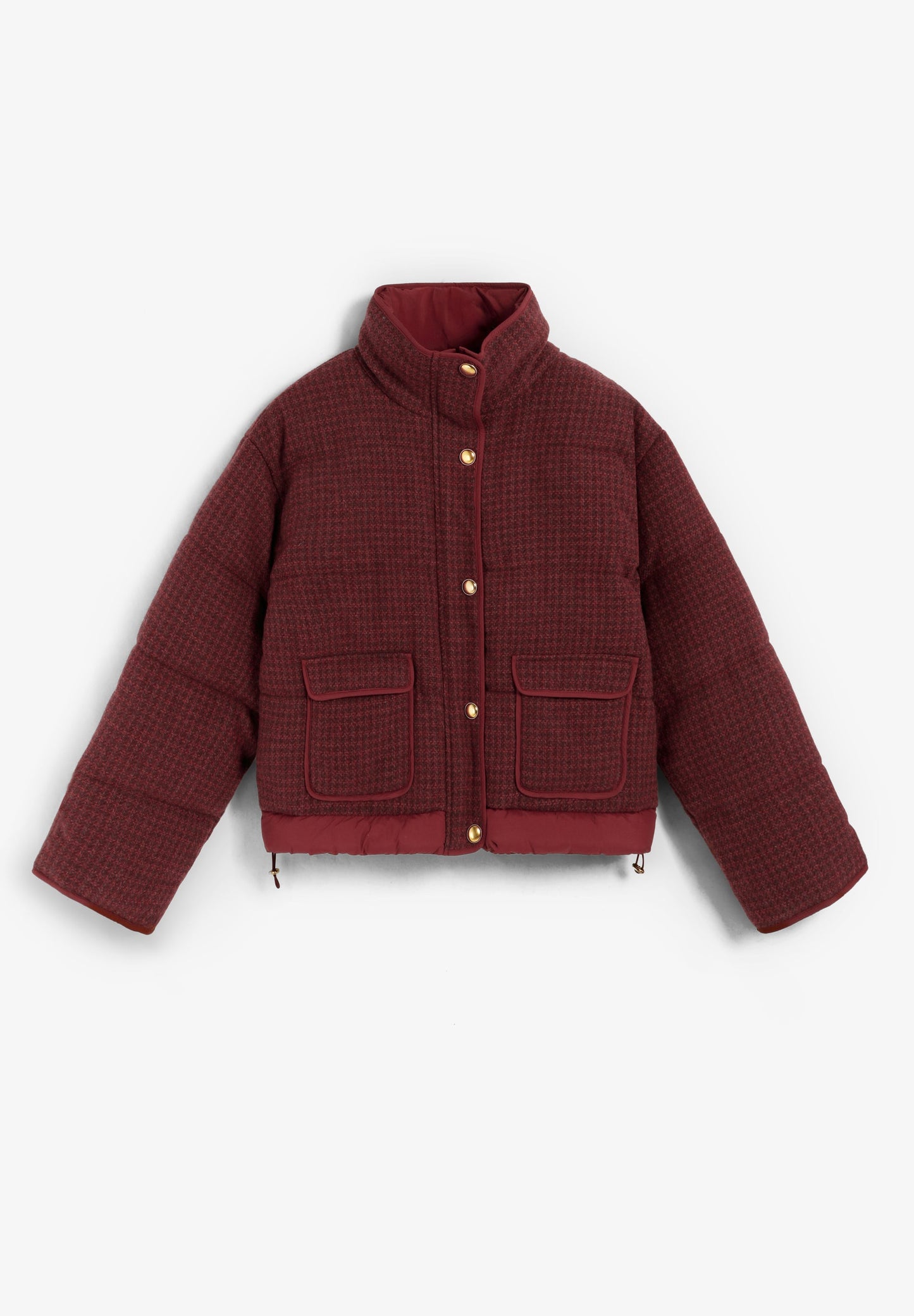 CHECKED PADDED BOMBER COAT