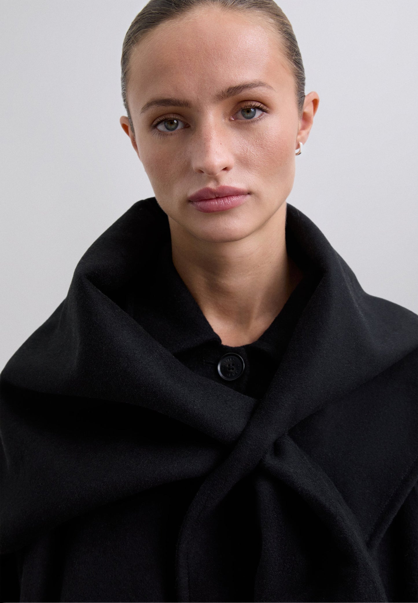 LONG COAT WITH DETACHABLE SCARF DETAIL