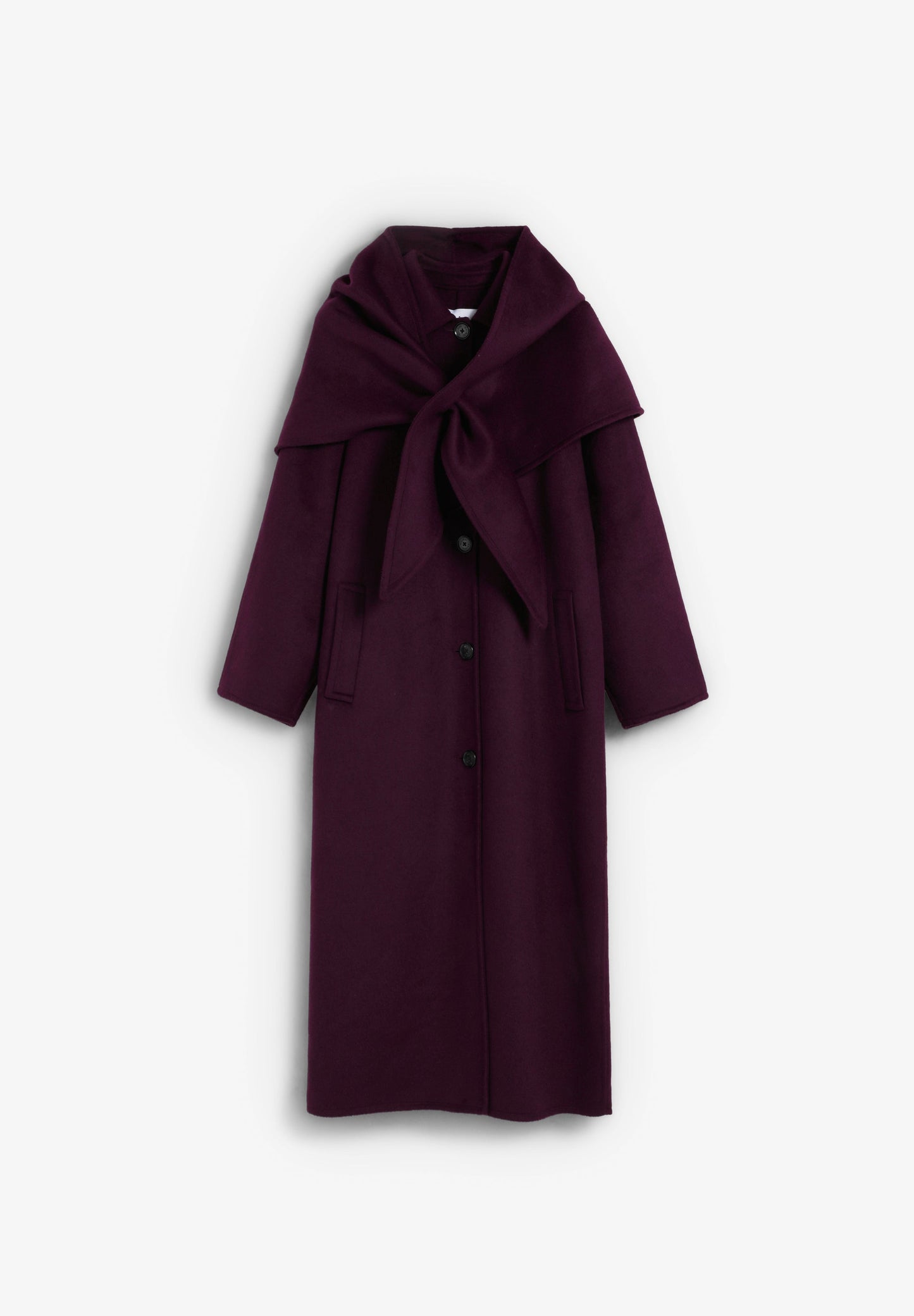 LONG COAT WITH DETACHABLE SCARF DETAIL