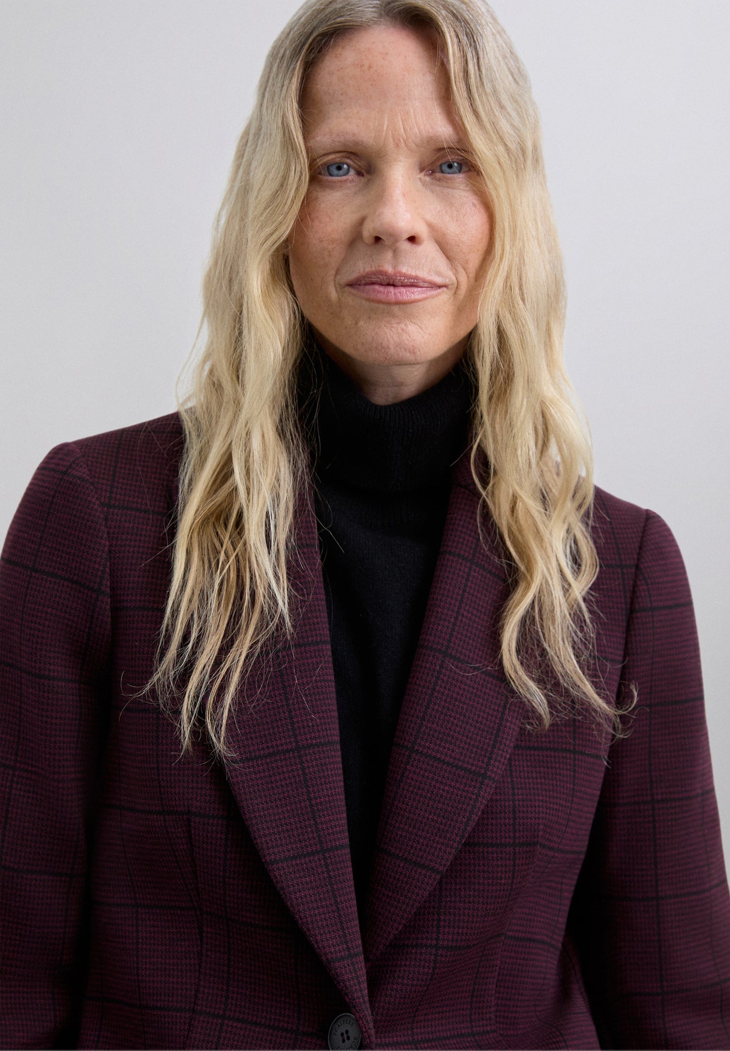 BURGUNDY CHECK BLAZER