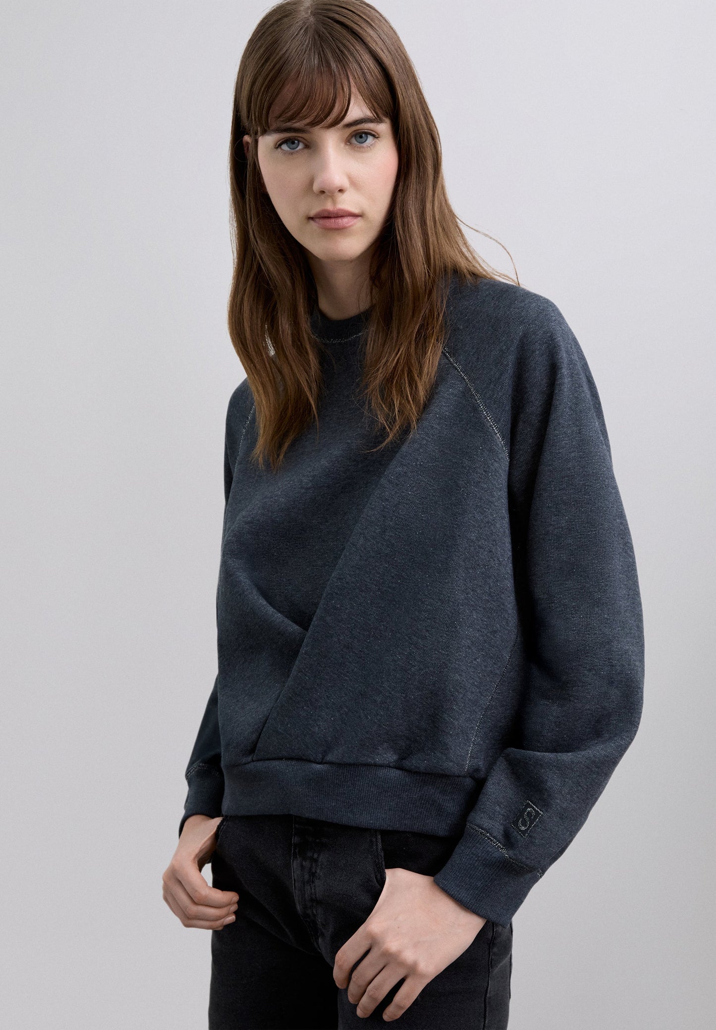 COTTON WRAPOVER SWEATSHIRT