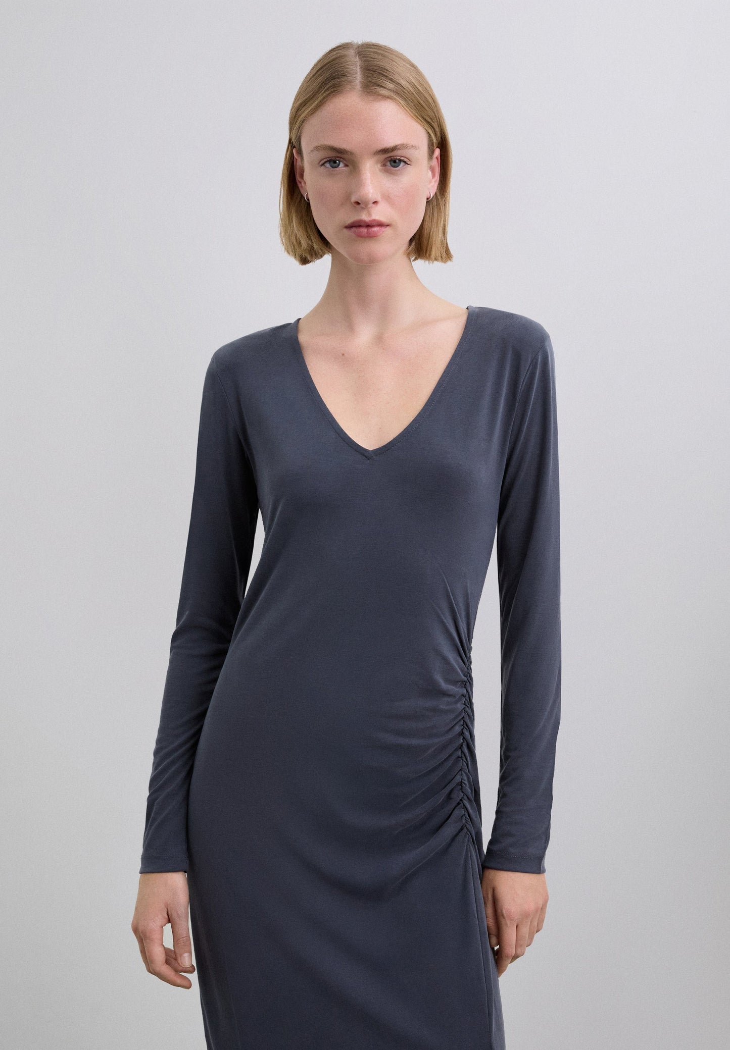 LONG DRESS WITH GATHERED SLIT