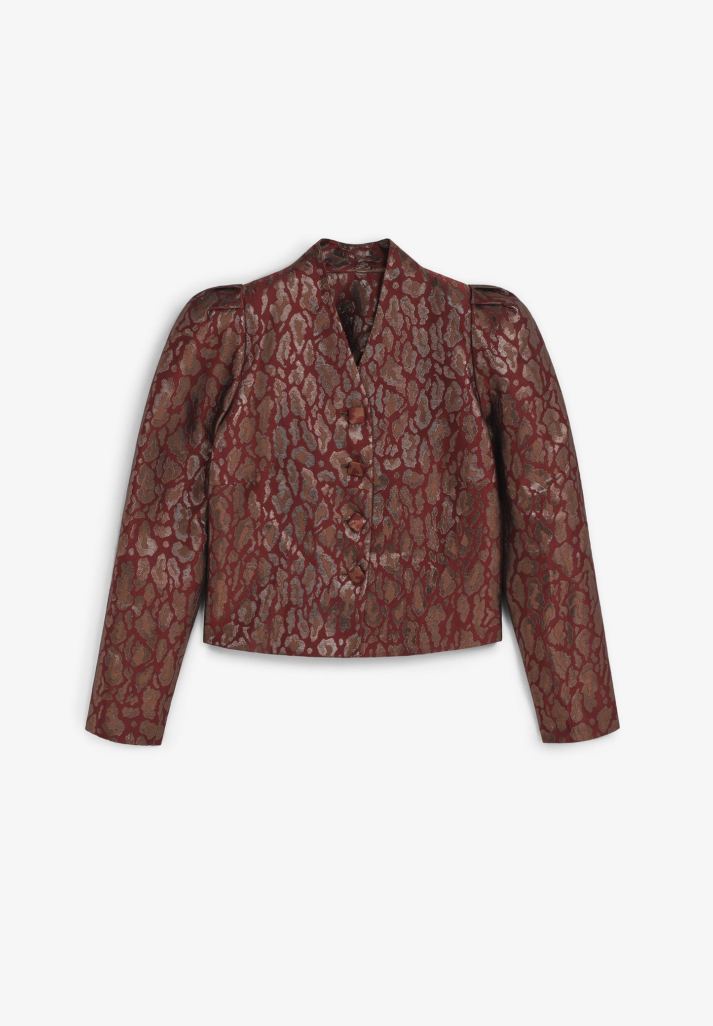 CROPPED METALLIC ANIMAL PRINT BLAZER