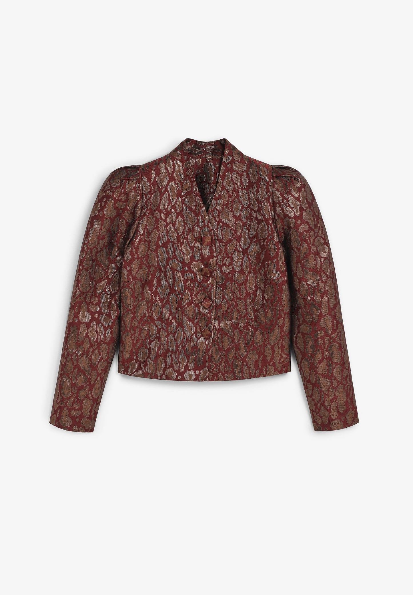 CROPPED METALLIC ANIMAL PRINT BLAZER