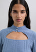 CABLE KNIT SWEATER WITH CUTOUT