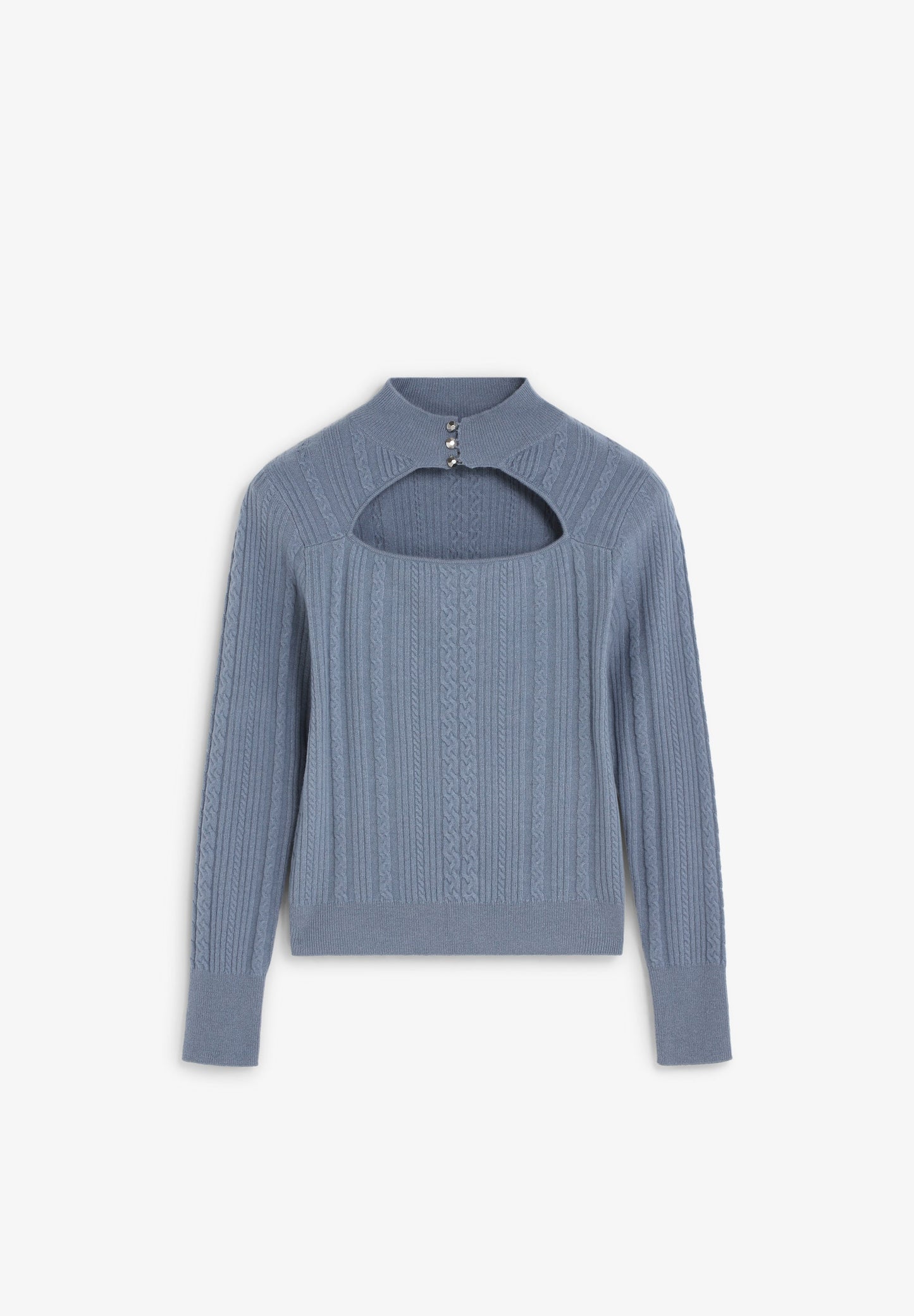 CABLE KNIT SWEATER WITH CUTOUT