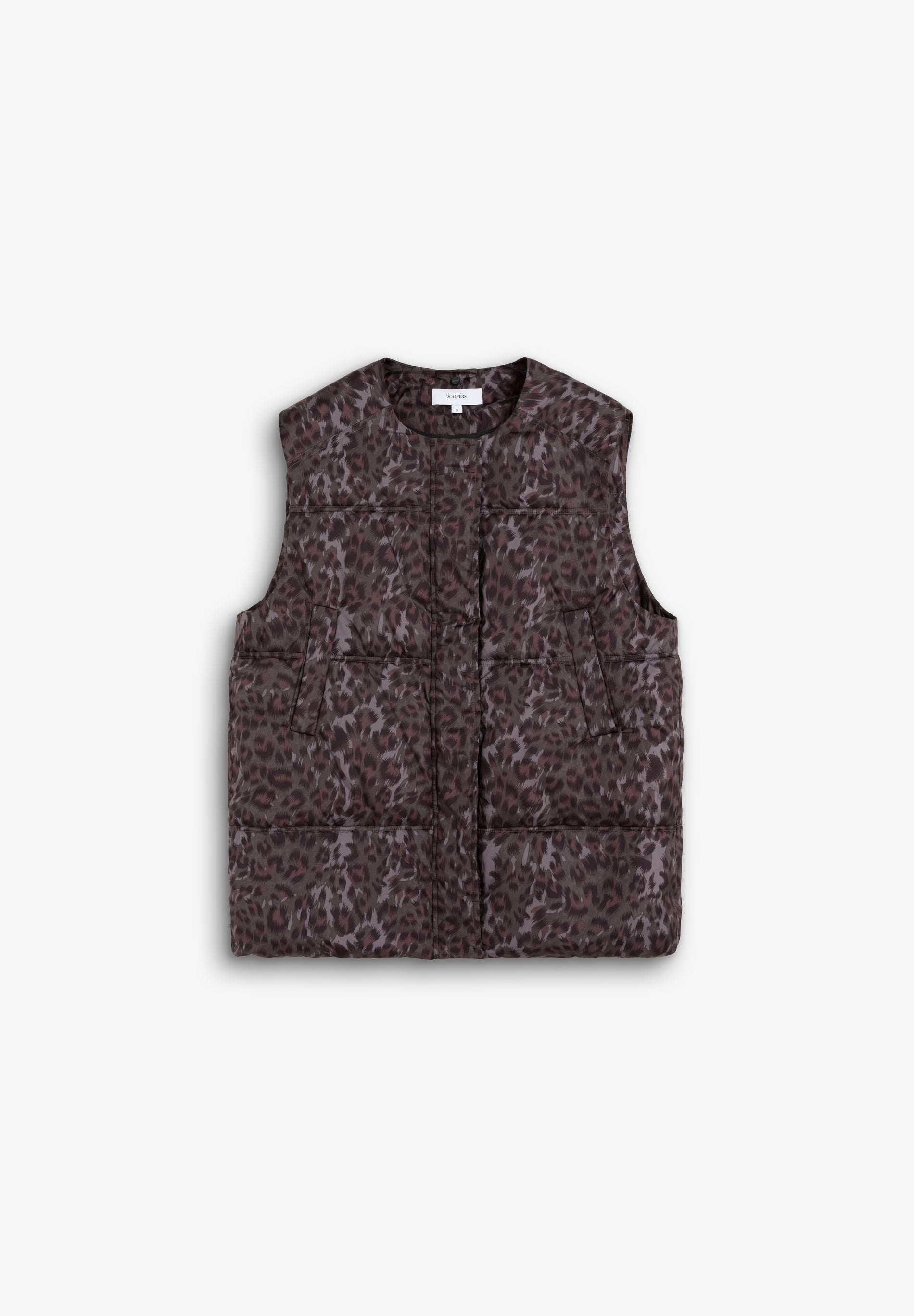 ANIMAL PRINT GILET WITH DETACHABLE SCARF
