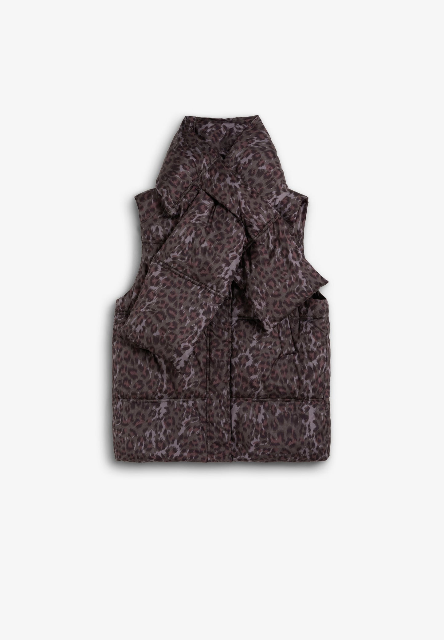 ANIMAL PRINT GILET WITH DETACHABLE SCARF