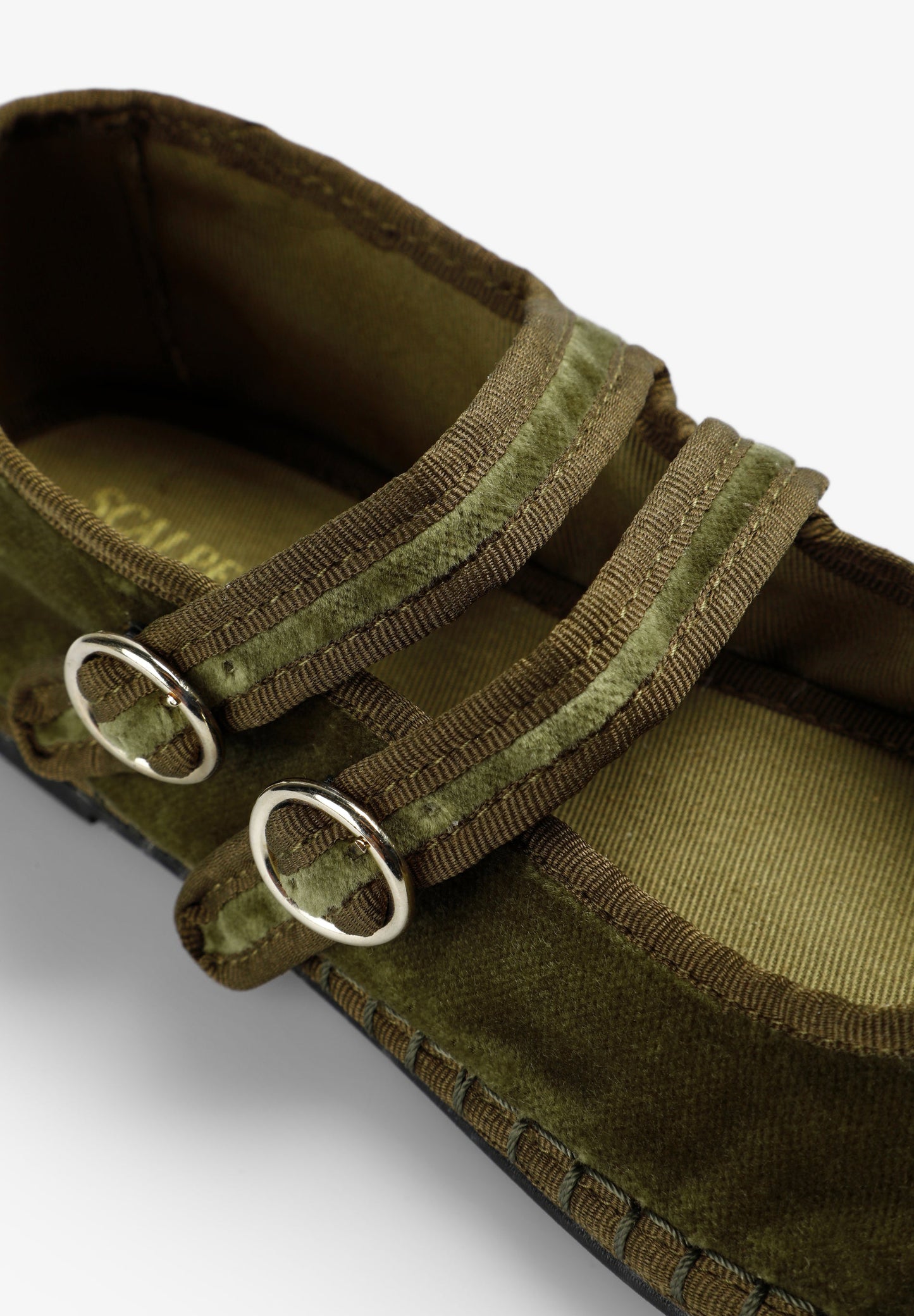 VELVET DOUBLE STRAP BALLET FLATS