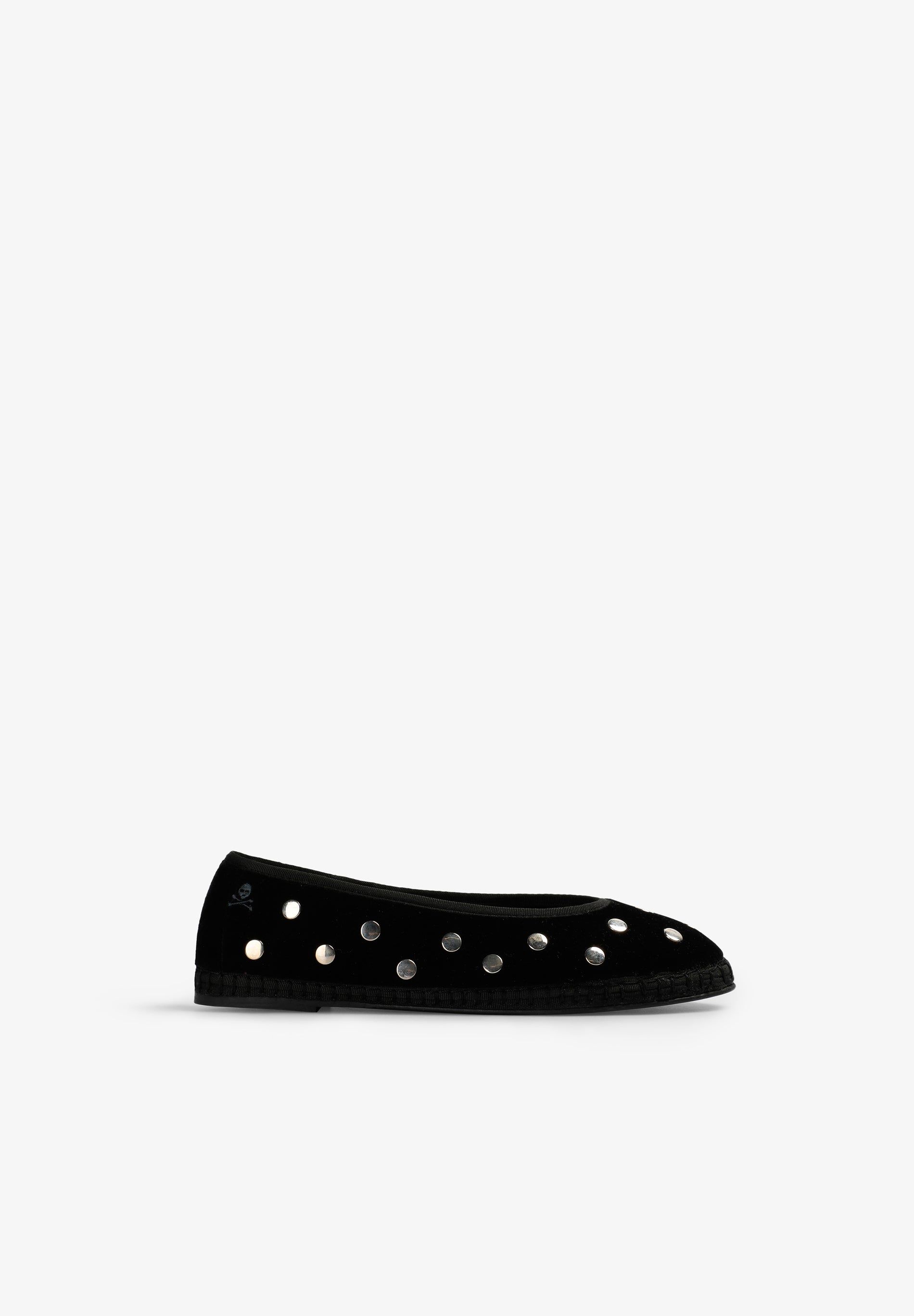 VELVET BALLET FLATS WITH STUDS