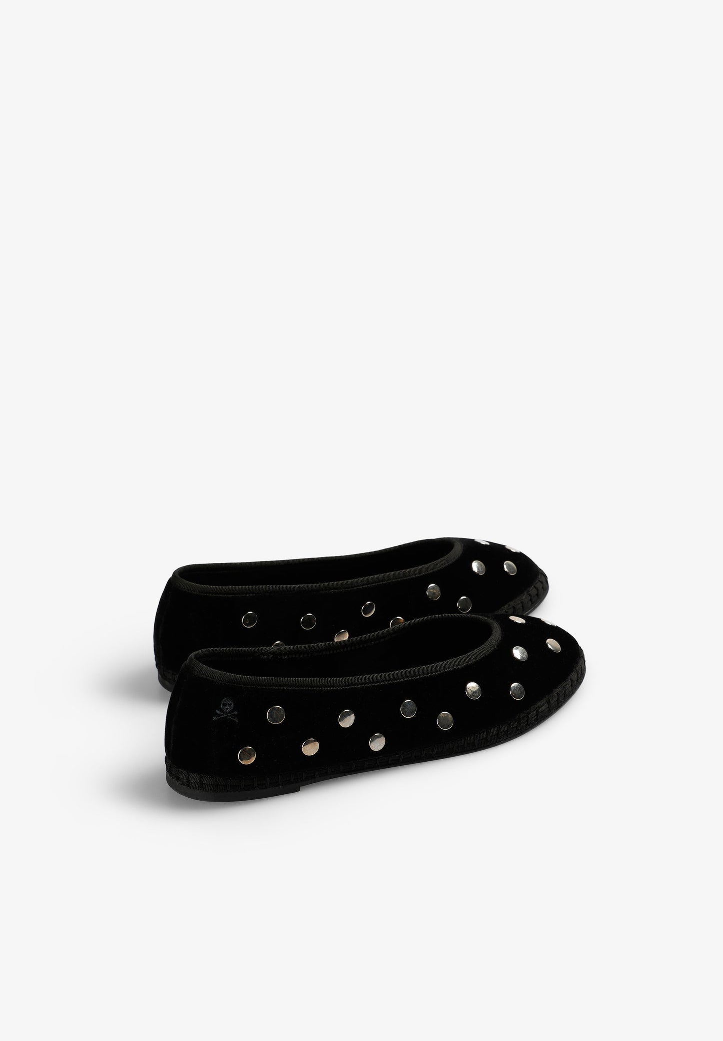 VELVET BALLET FLATS WITH STUDS