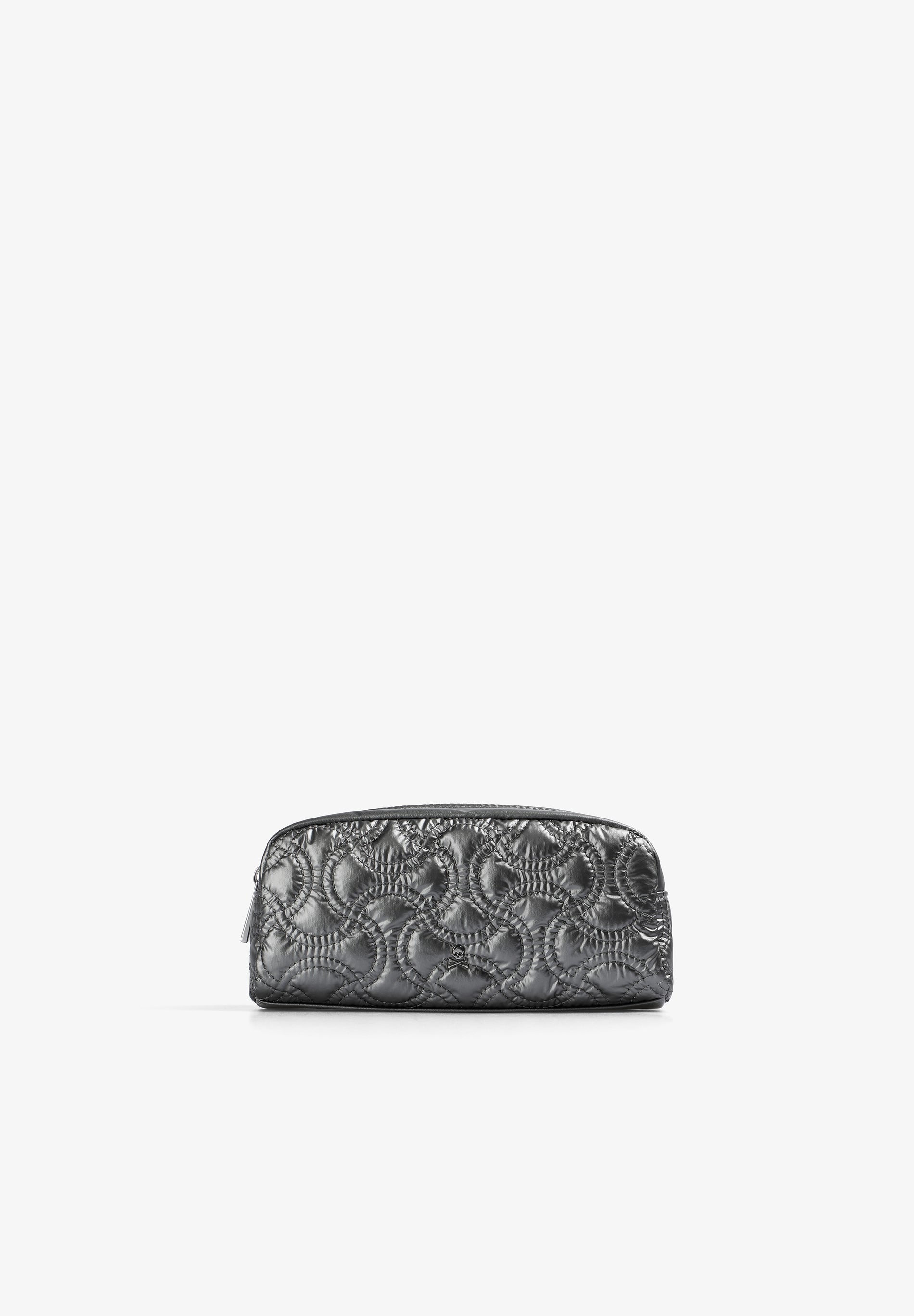QUILTED TOILETRY BAG WITH SKULL