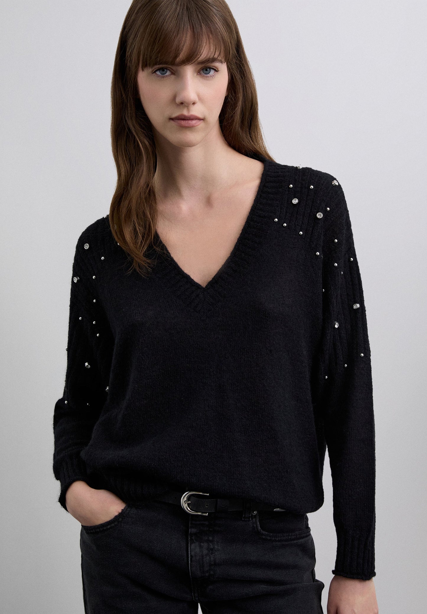 SWEATER WITH STUDS DETAIL