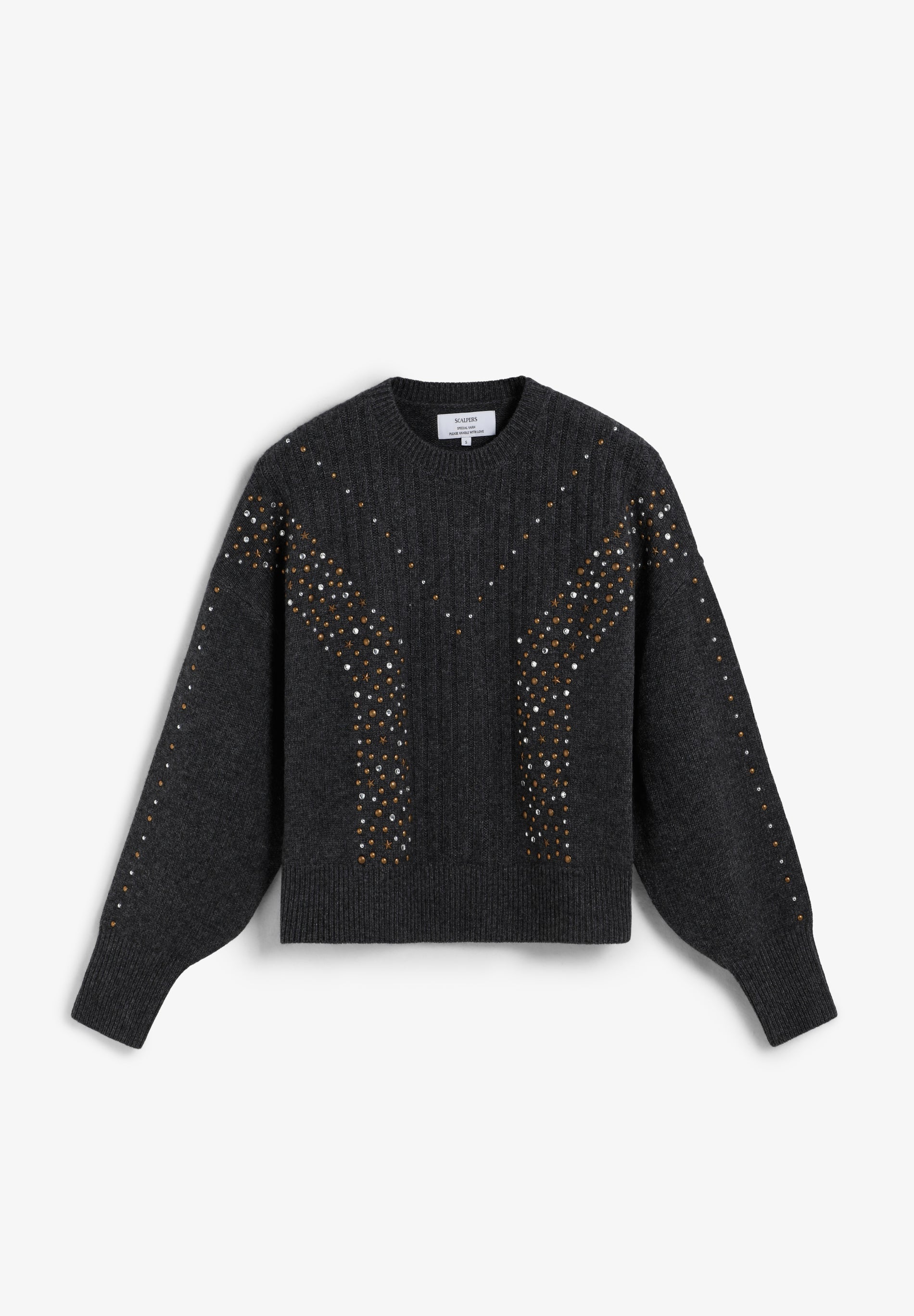 STUDDED RIB KNIT SWEATER