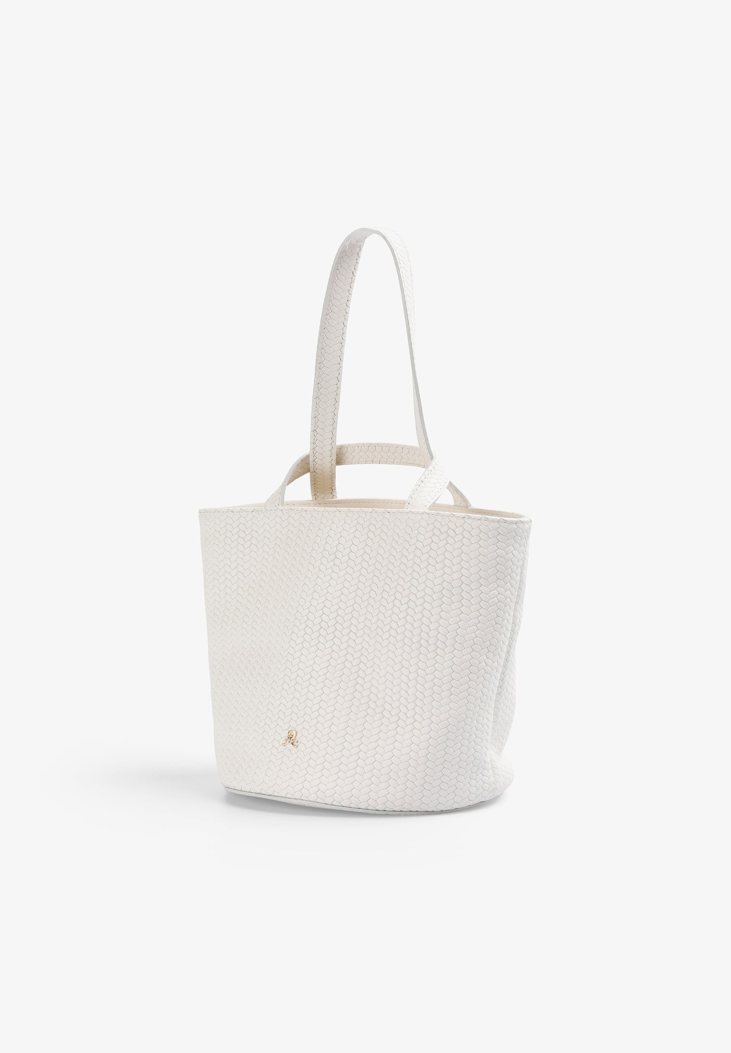 MINI BUCKET BAG IN 100% BRAIDED LEATHER