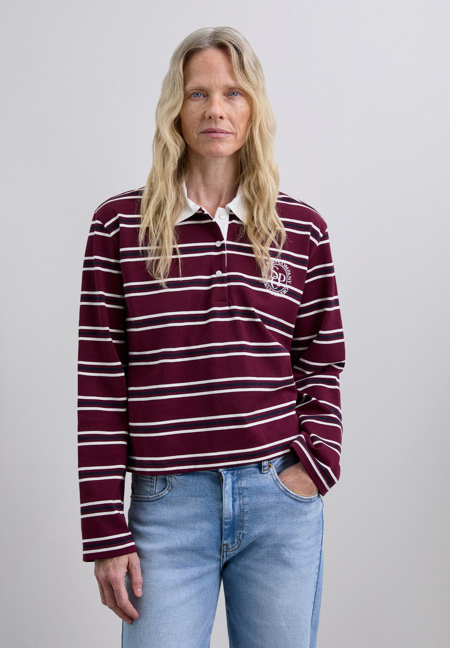 LONG SLEEVE STRIPED POLO SHIRT