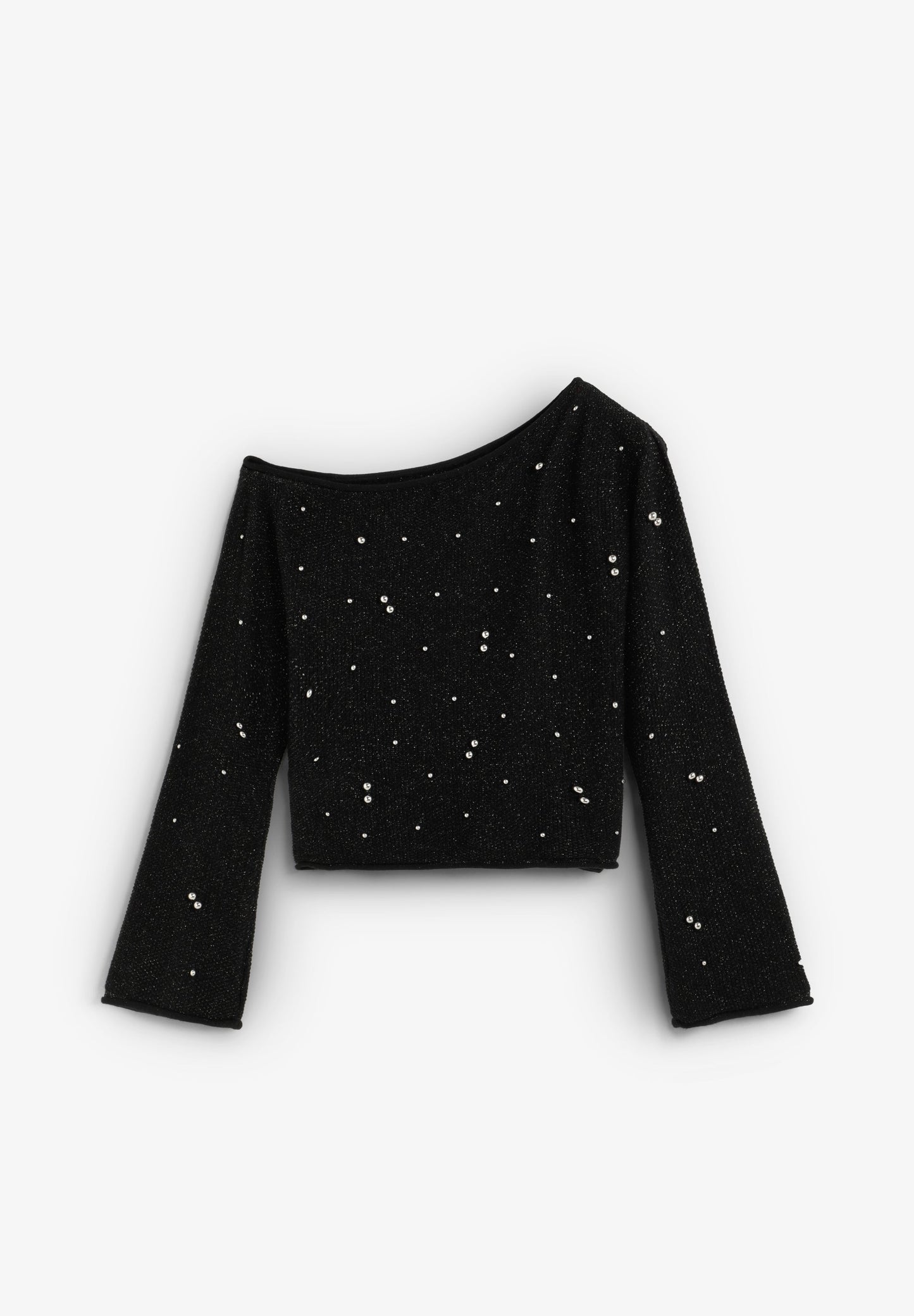 ASYMMETRIC SWEATER WITH PEARLS
