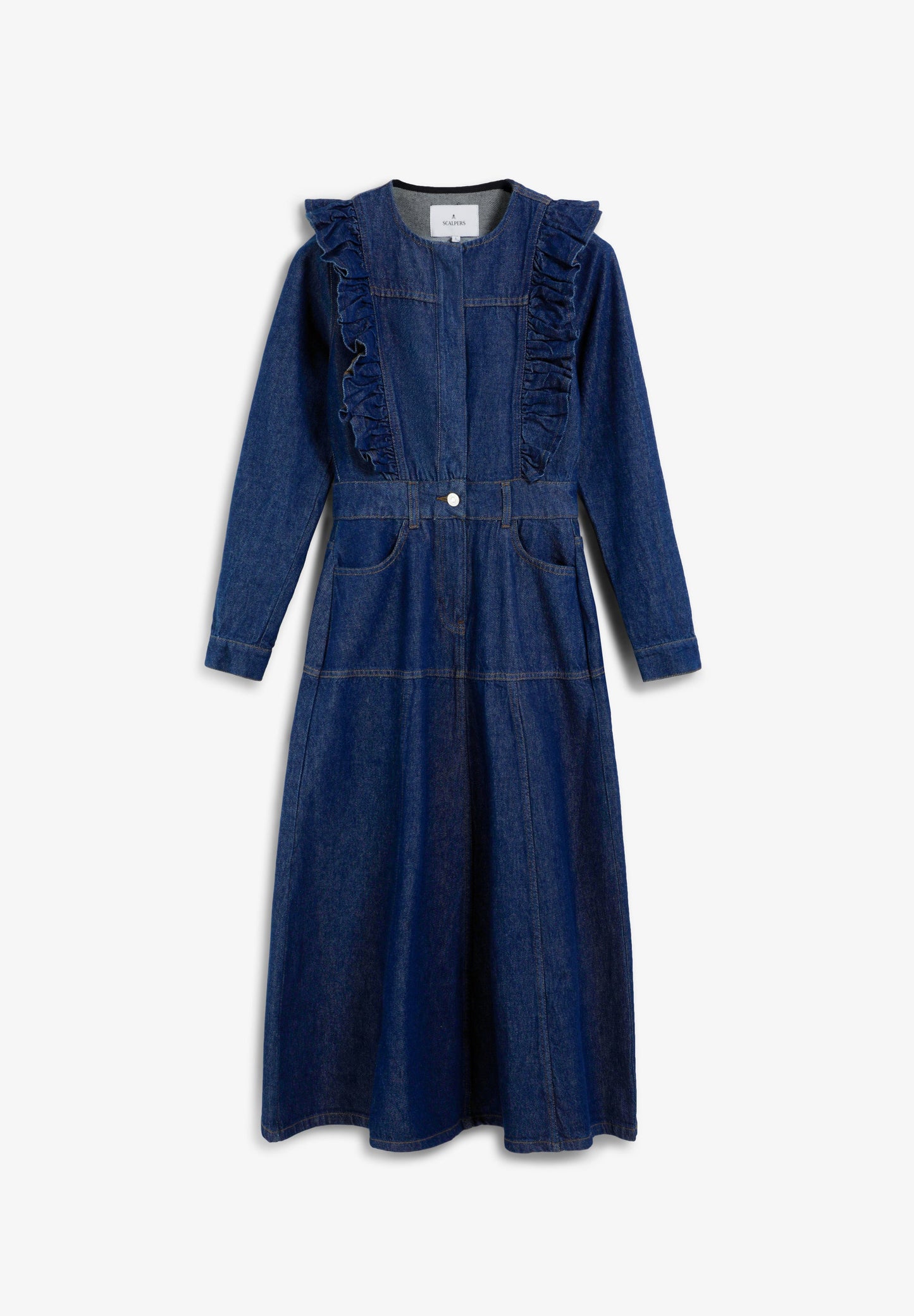 DENIM DRESS WITH RUFFLE