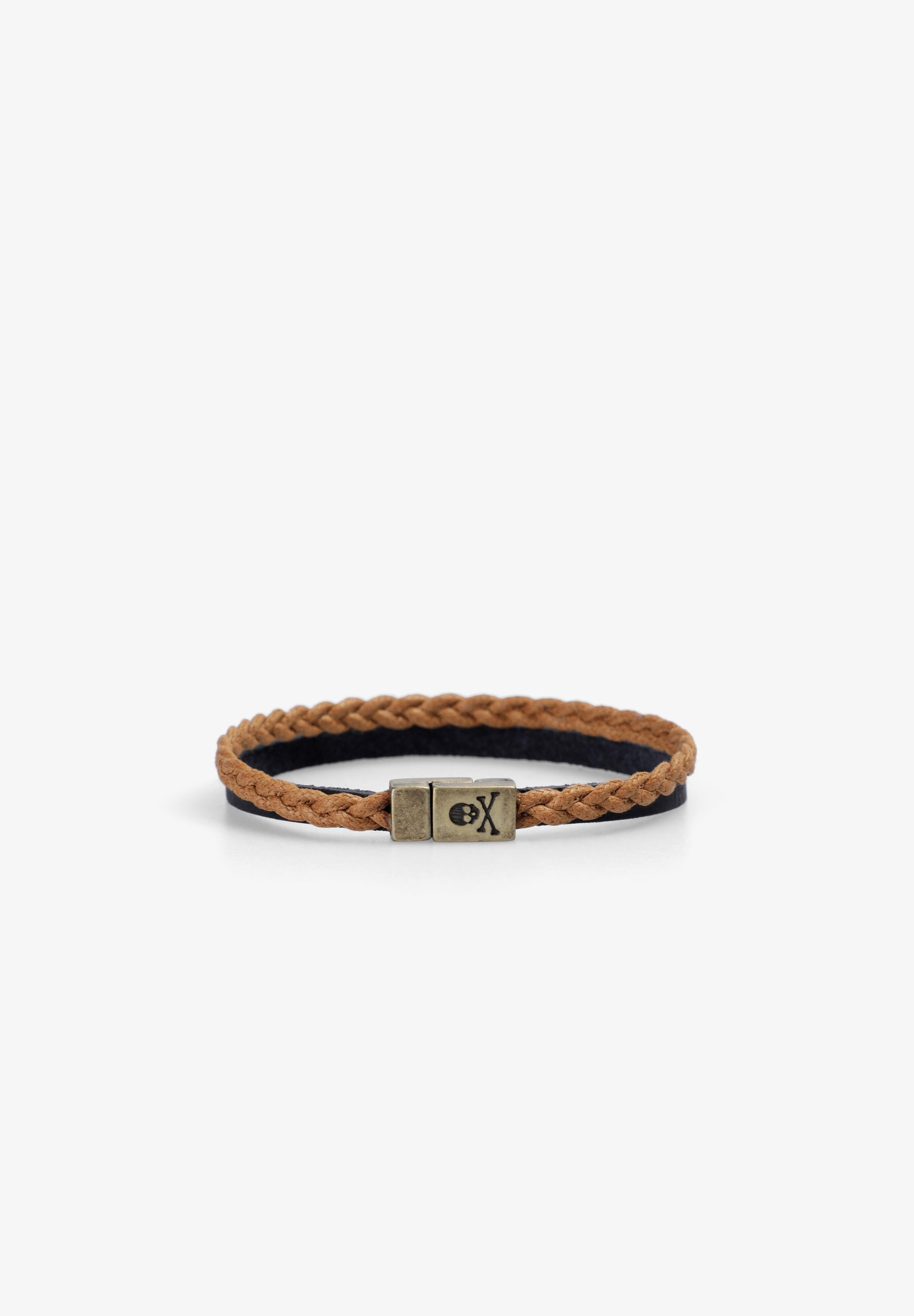 LEATHER AND WAXED CORD BRACELET