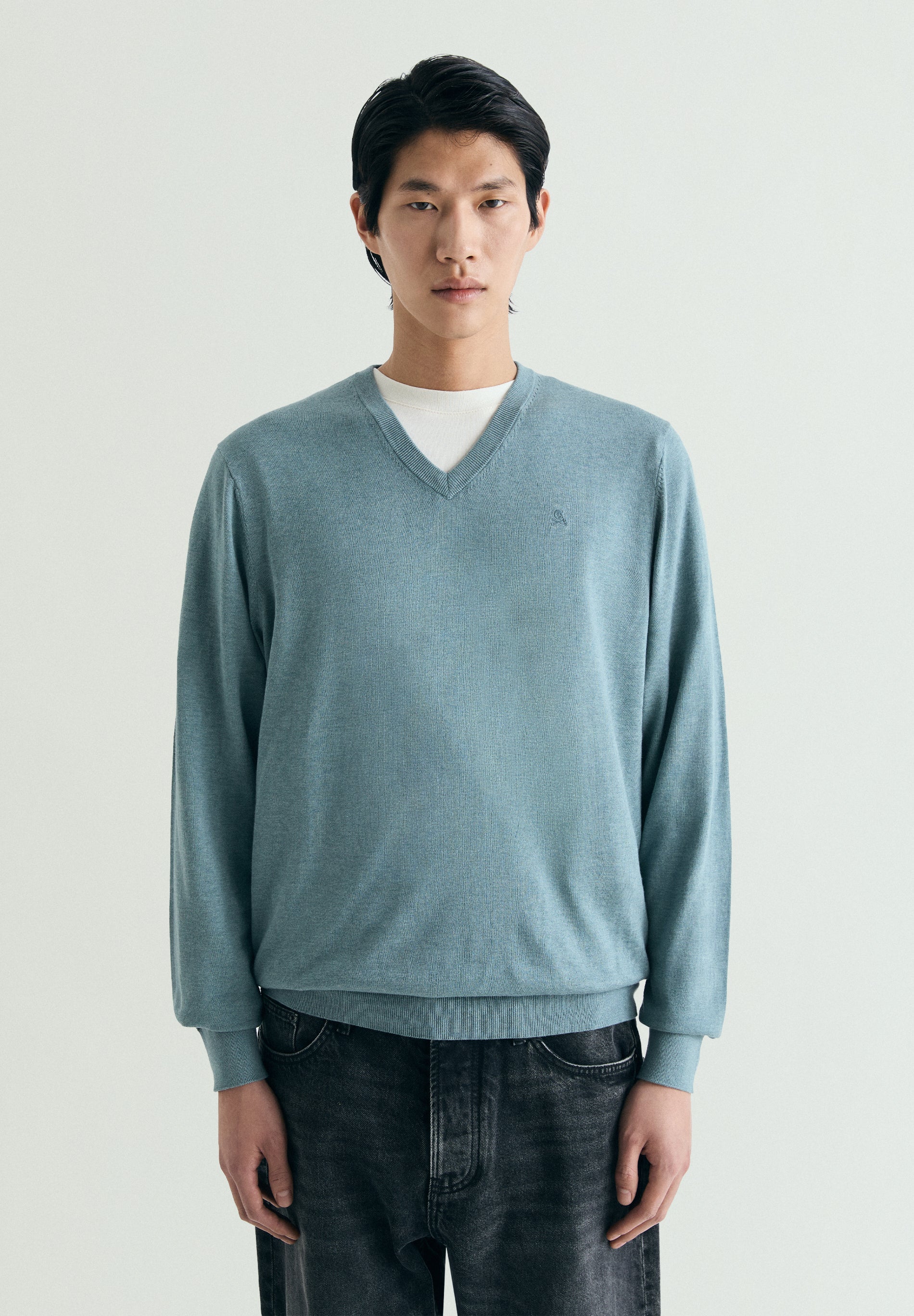 SUPIMA SWEATER WITH TONAL EMBROIDERY